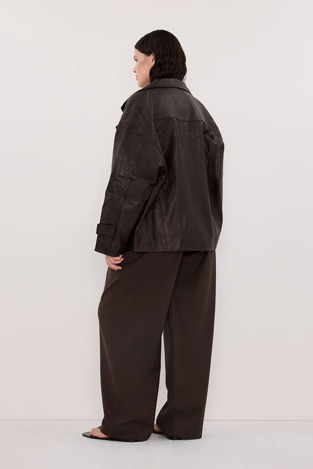 MARGOT CHOC OVERSIZED LEATHER JACKET - Image 7