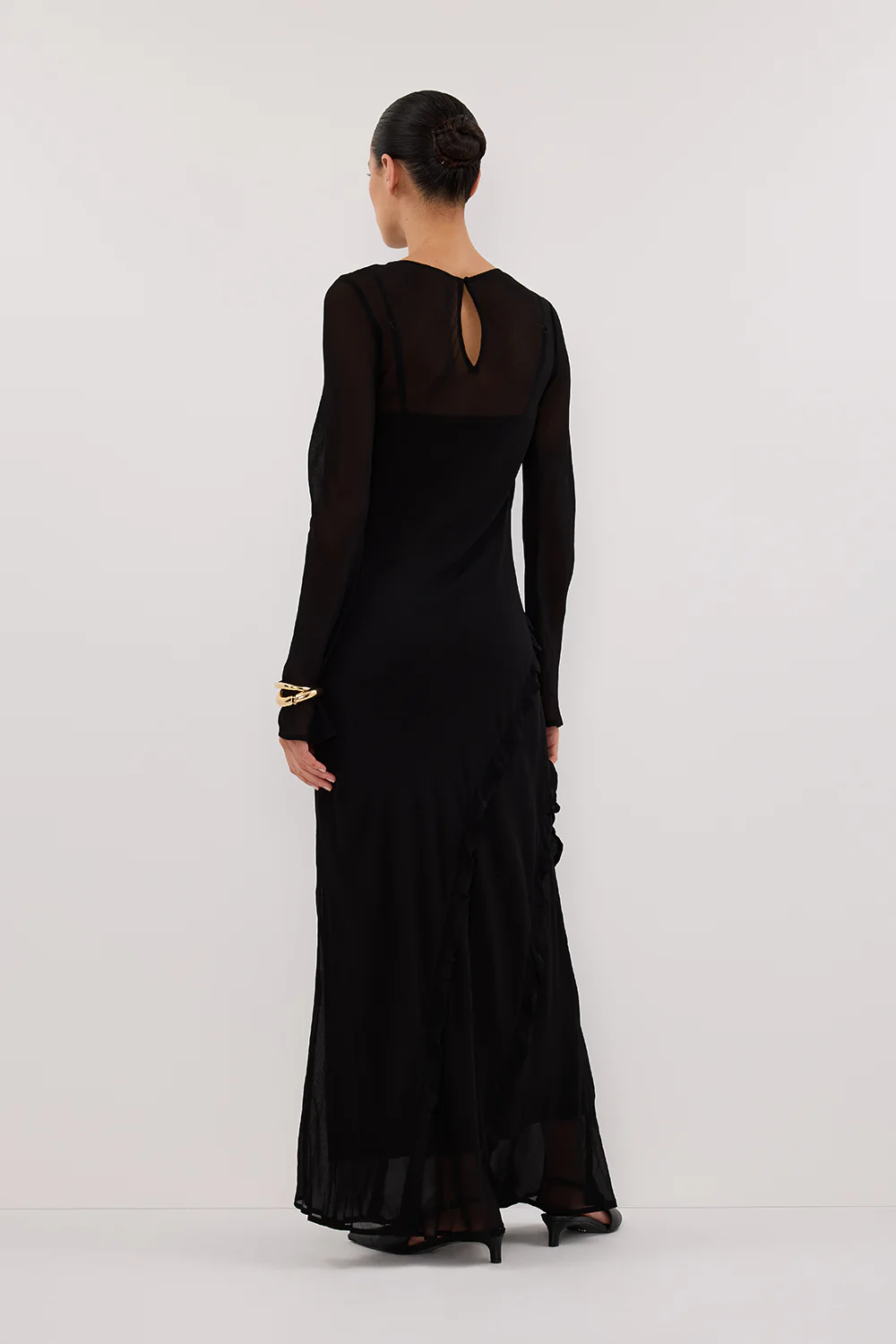 MARISSA BLACK LONG SLEEVE MAXI DRESS - Image 4
