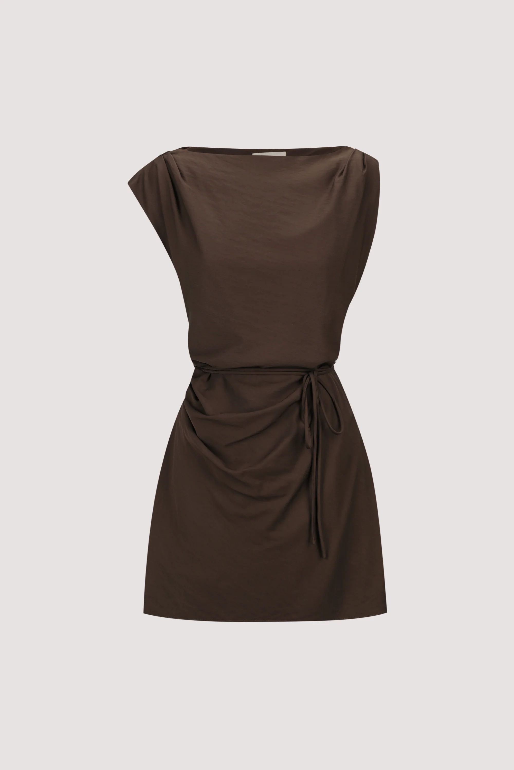 MARMO CHOCOLATE DRAPED MINI DRESS - Image 9