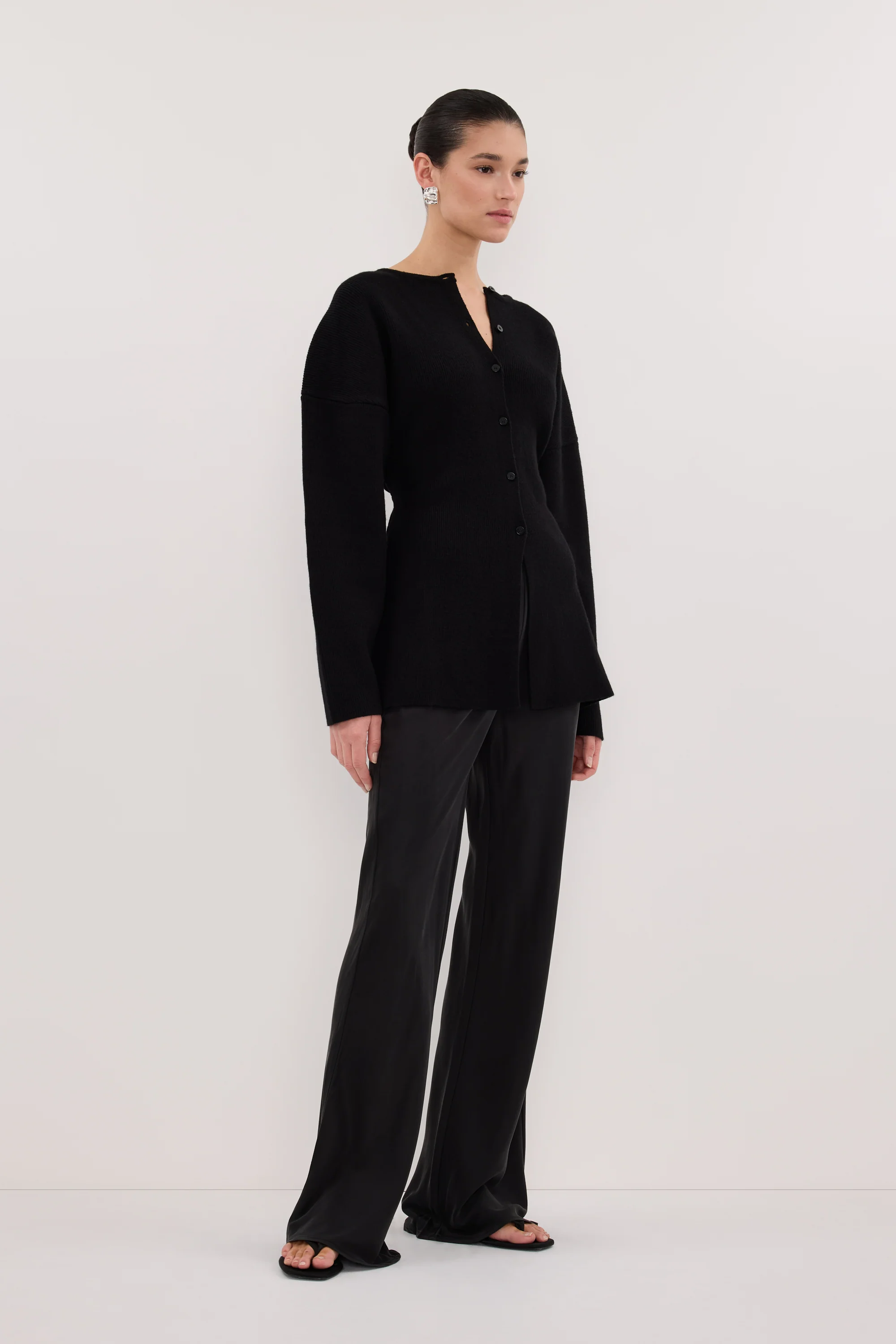 MARTHA BLACK CINCHED KNIT CARDIGAN - Image 3