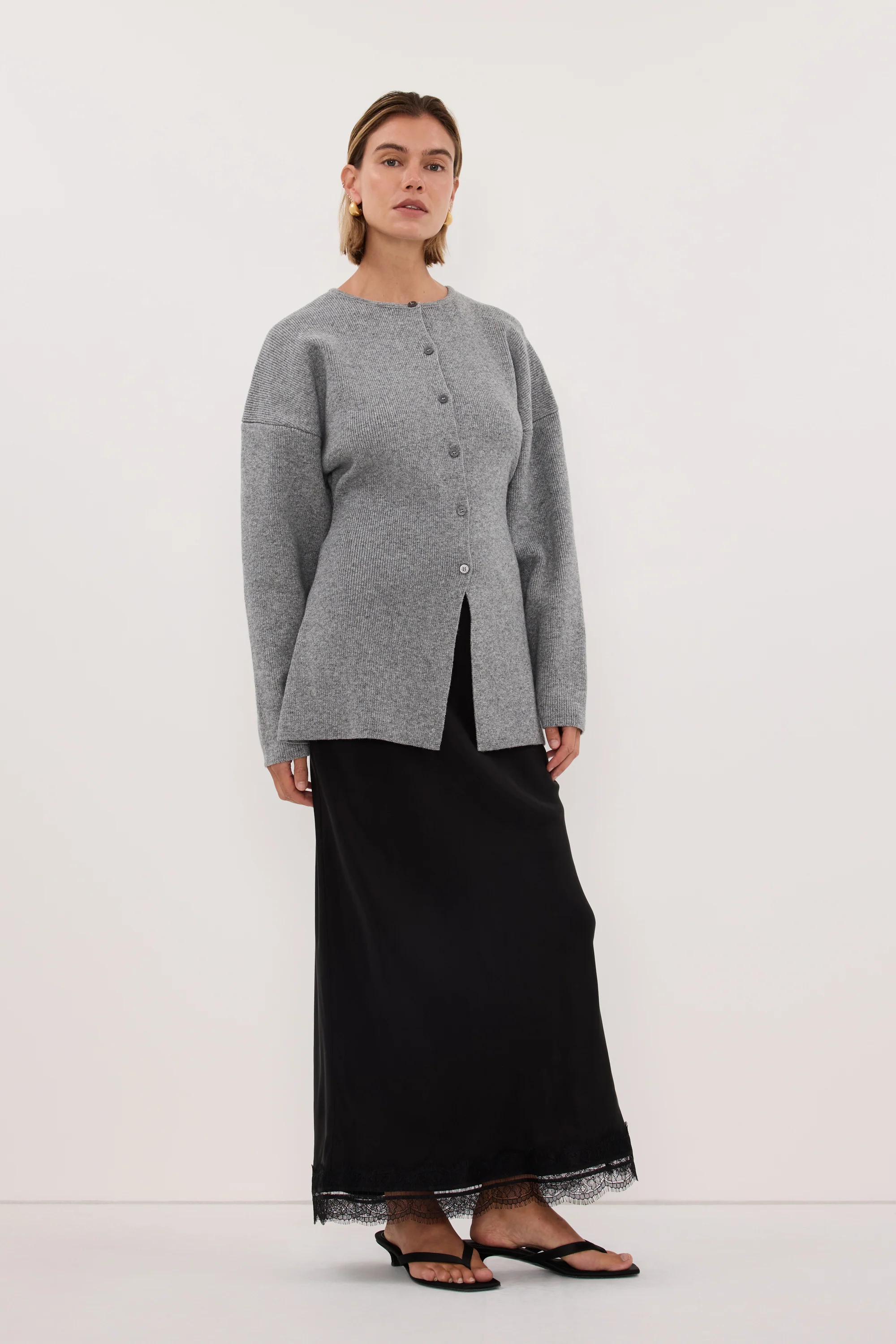 MARTHA GREY MARLE CINCHED CARDIGAN - Image 4