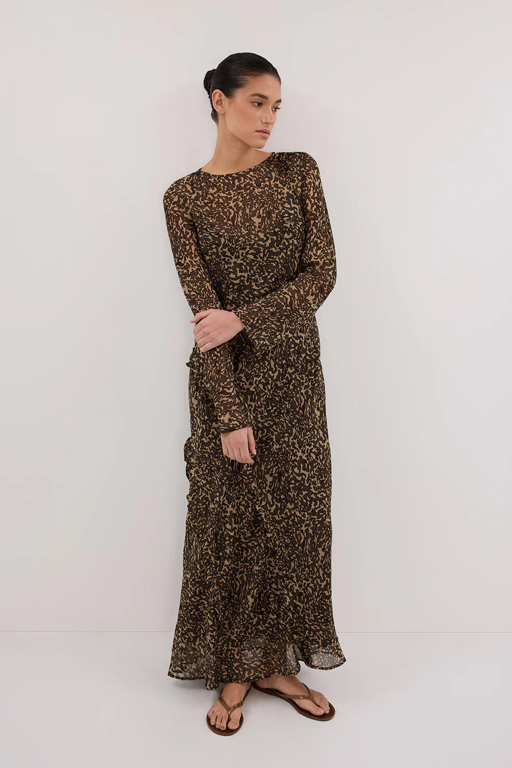 MARVILLA CHOC LONG SLEEVE MAXI DRESS - Image 7