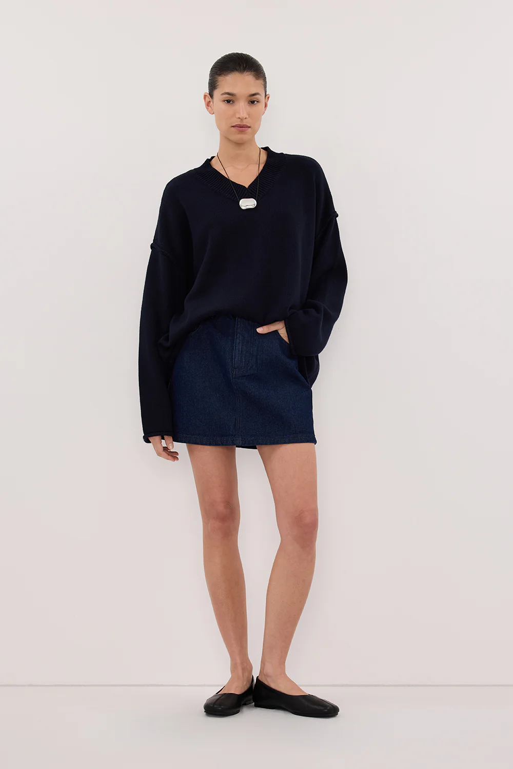 MASON INDIGO DENIM MINI SKIRT