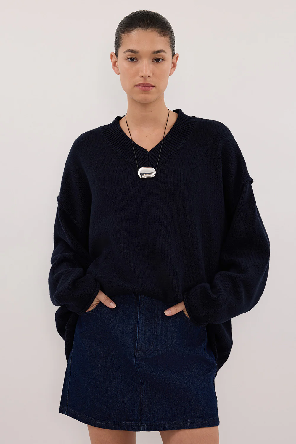 MASON INDIGO DENIM MINI SKIRT - Image 2