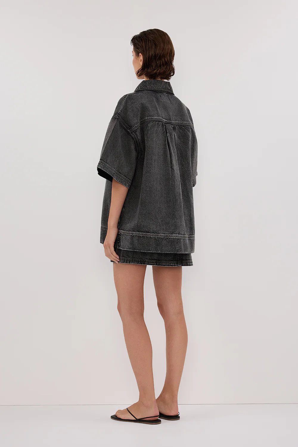 MASON WASHED BLACK BOXY DENIM SHIRT - Image 4