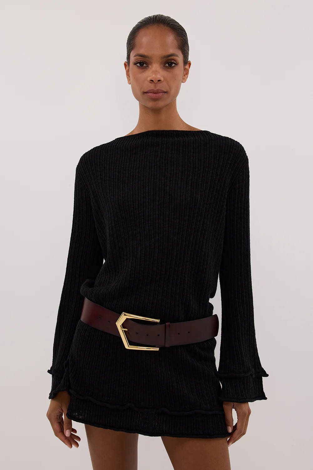 MAX BLACK KNIT MINI DRESS - Image 2