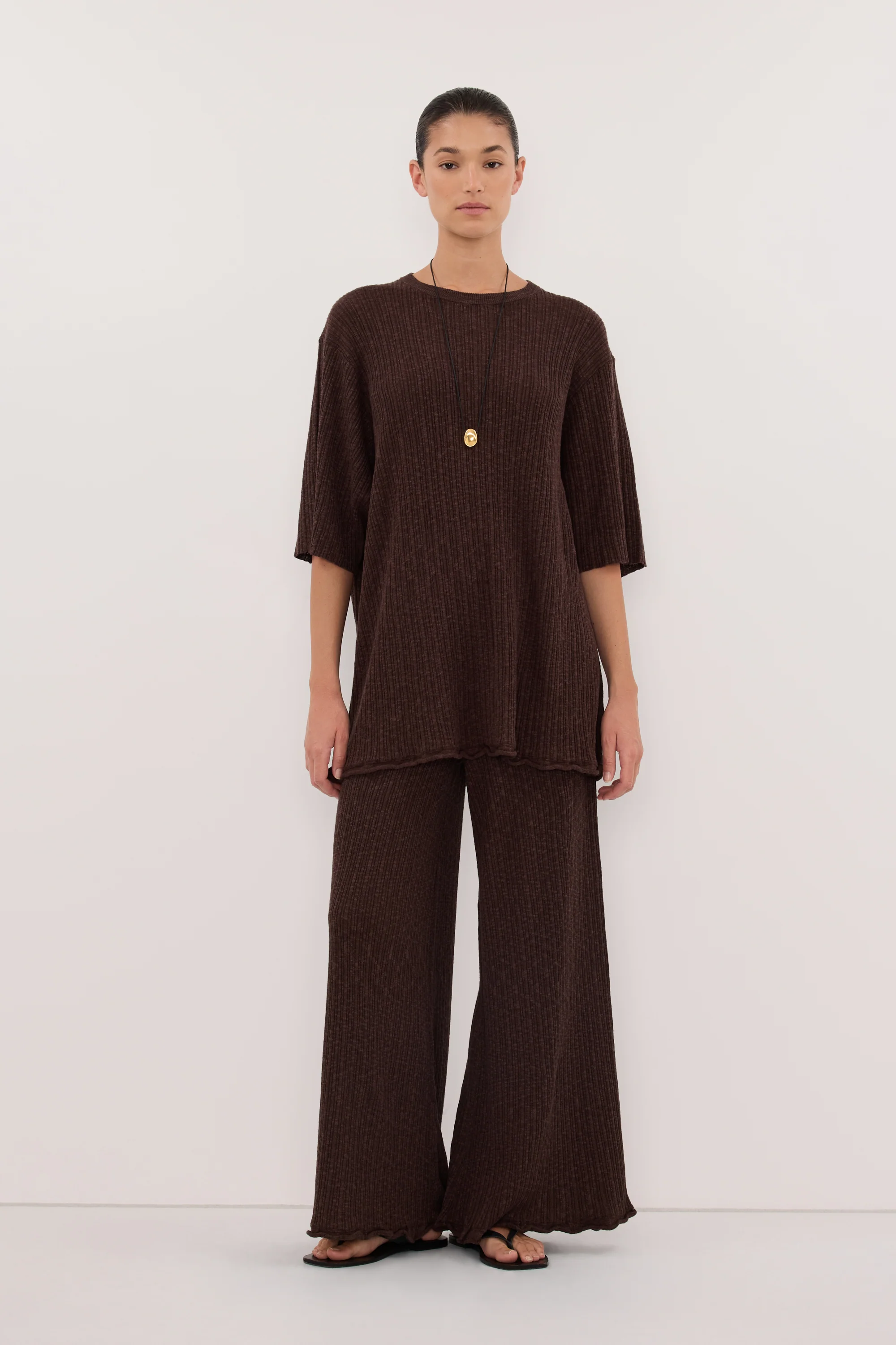 MAX CHOC LONGLINE KNIT TEE