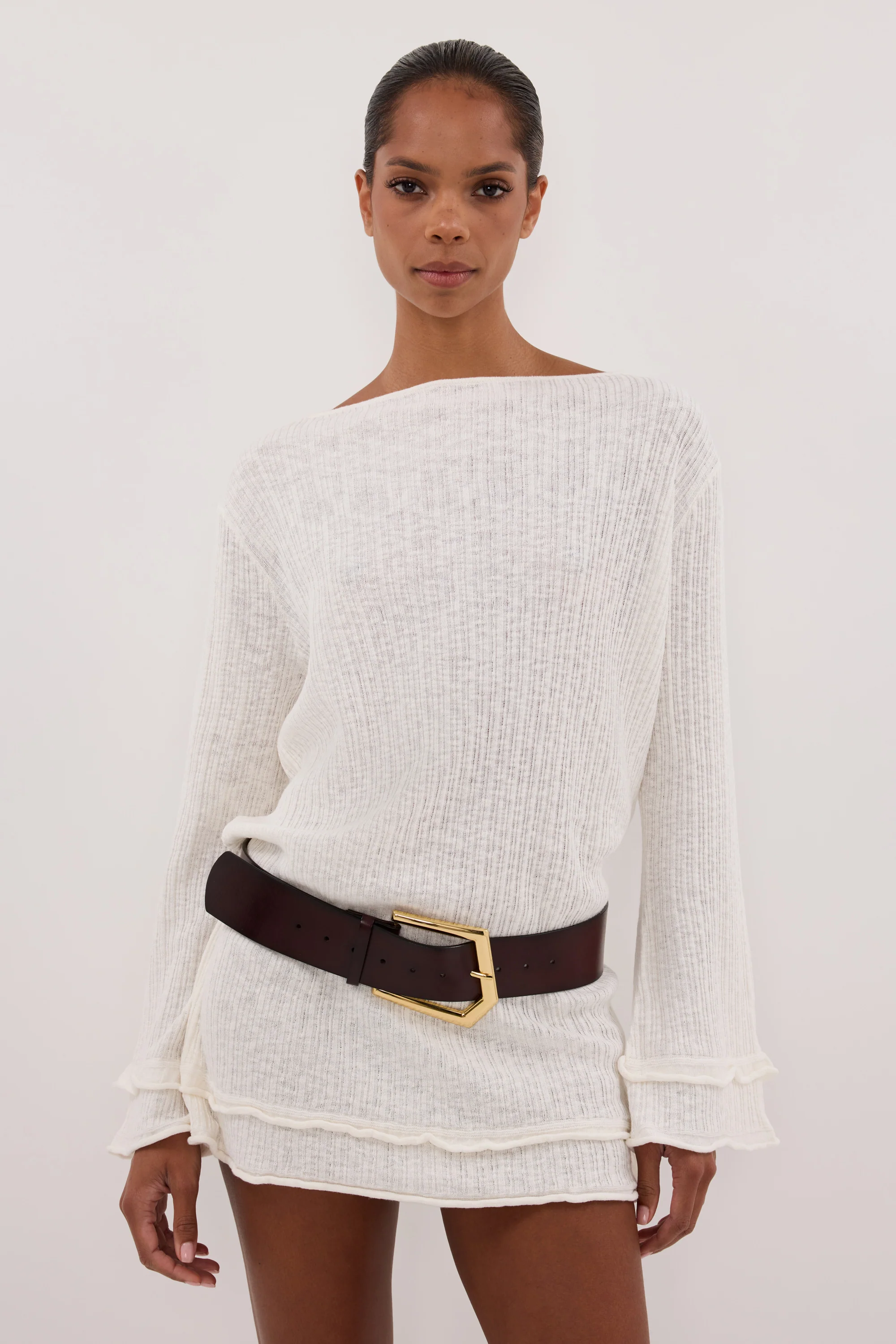 MAX IVORY KNIT MINI DRESS - Image 2