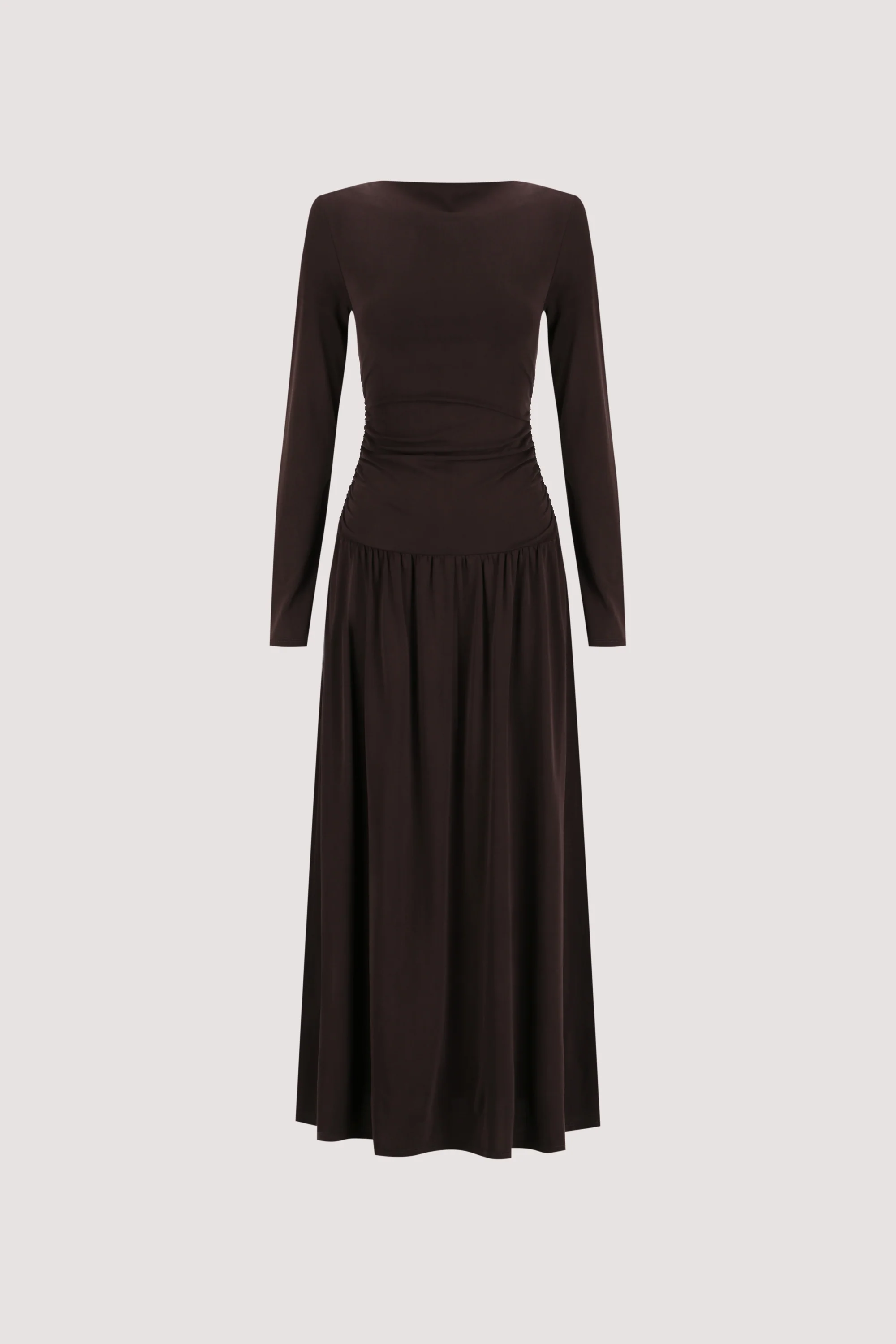MEG BURNT CHOC LONG SLEEVE KNIT MIDI DRESS - Image 8
