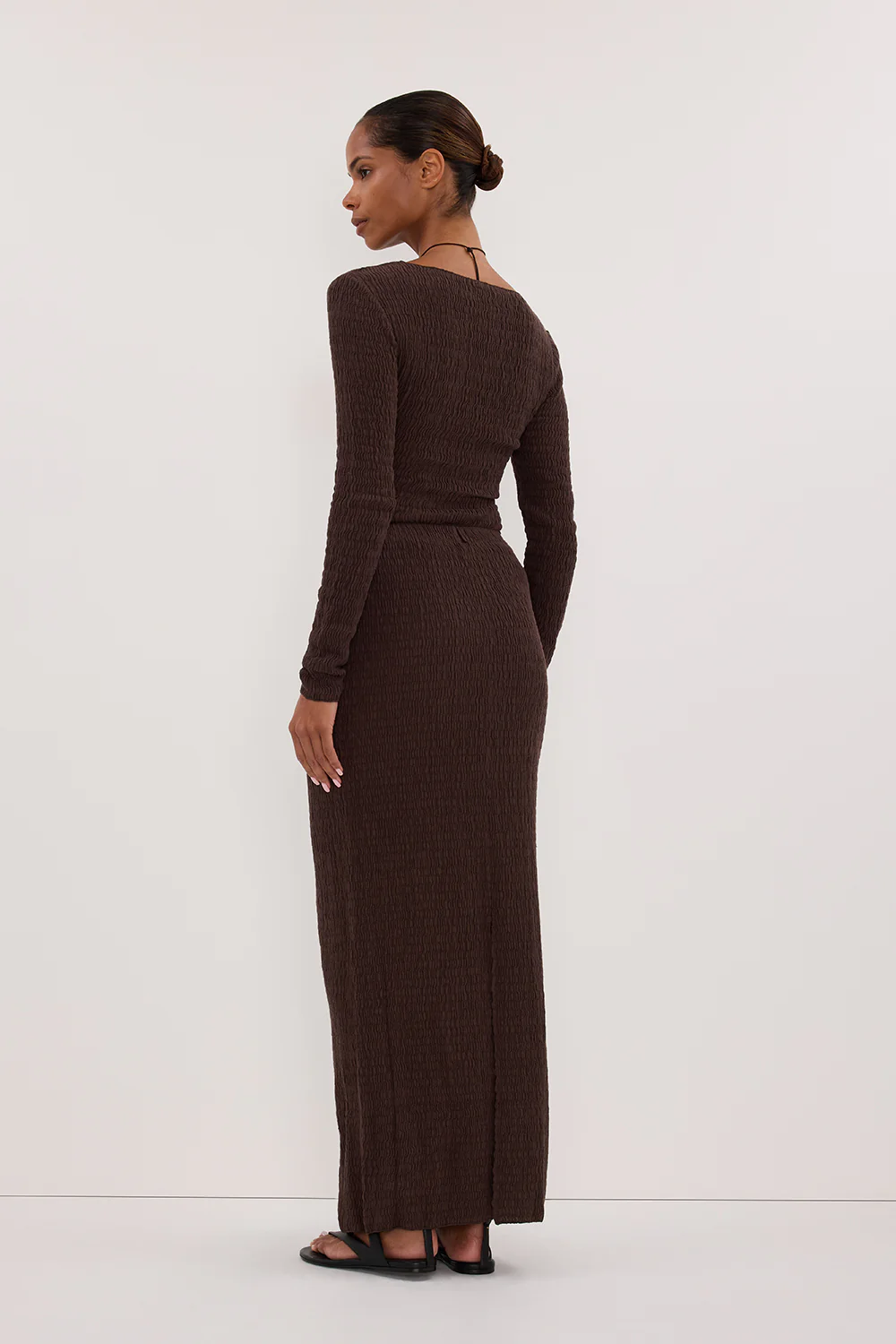 MELISSA CHOCOLATE KNIT MIDI SKIRT - Image 3