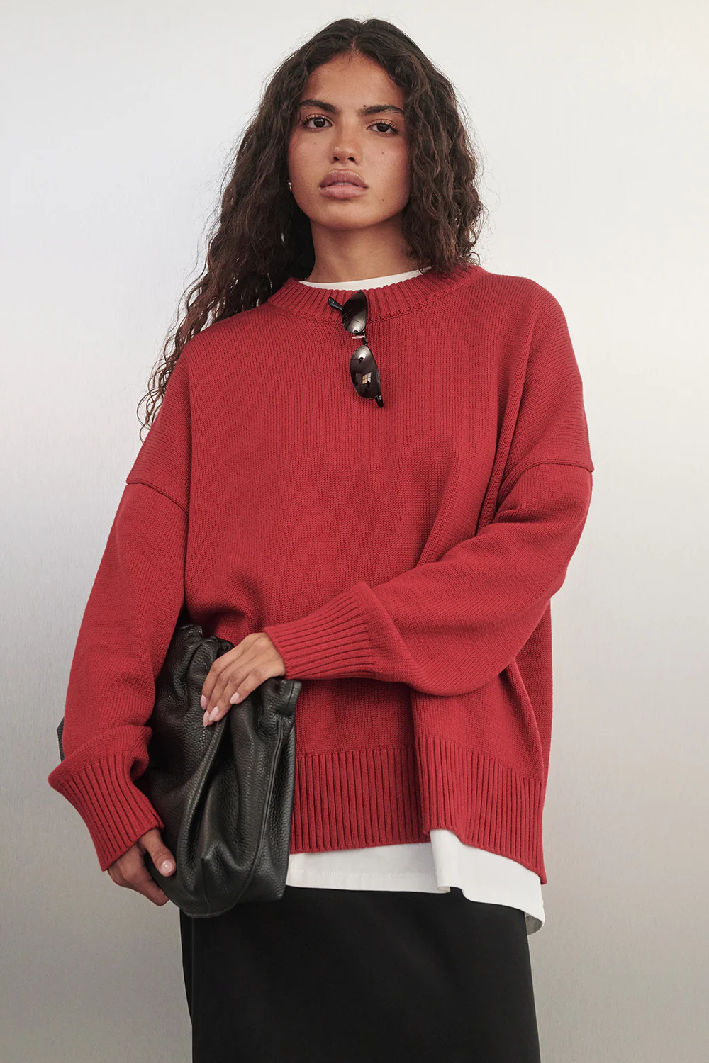 MILA BURNT RED CREW NECK KNIT JUMPER