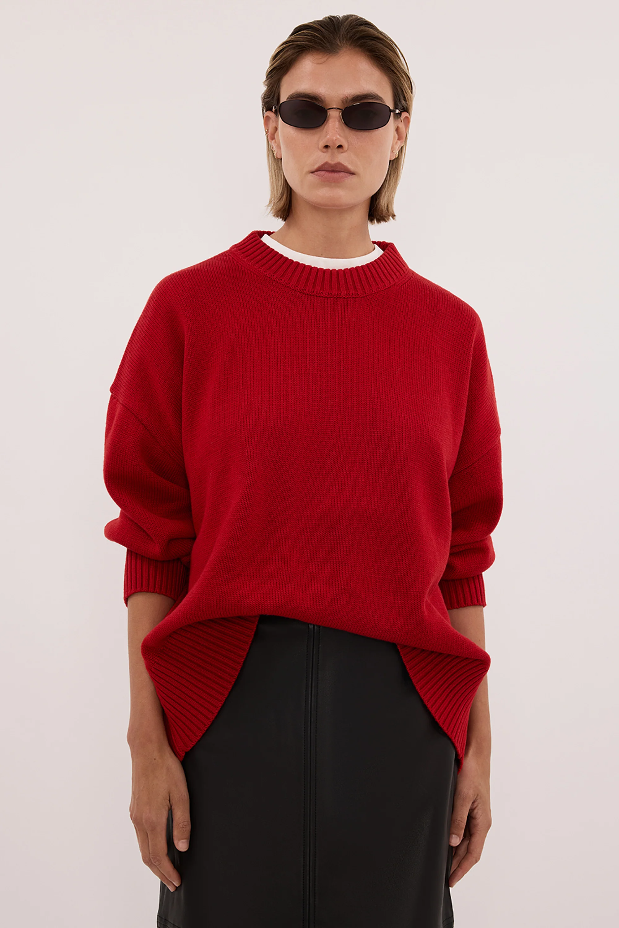 MILA BURNT RED CREW NECK KNIT JUMPER - Image 3