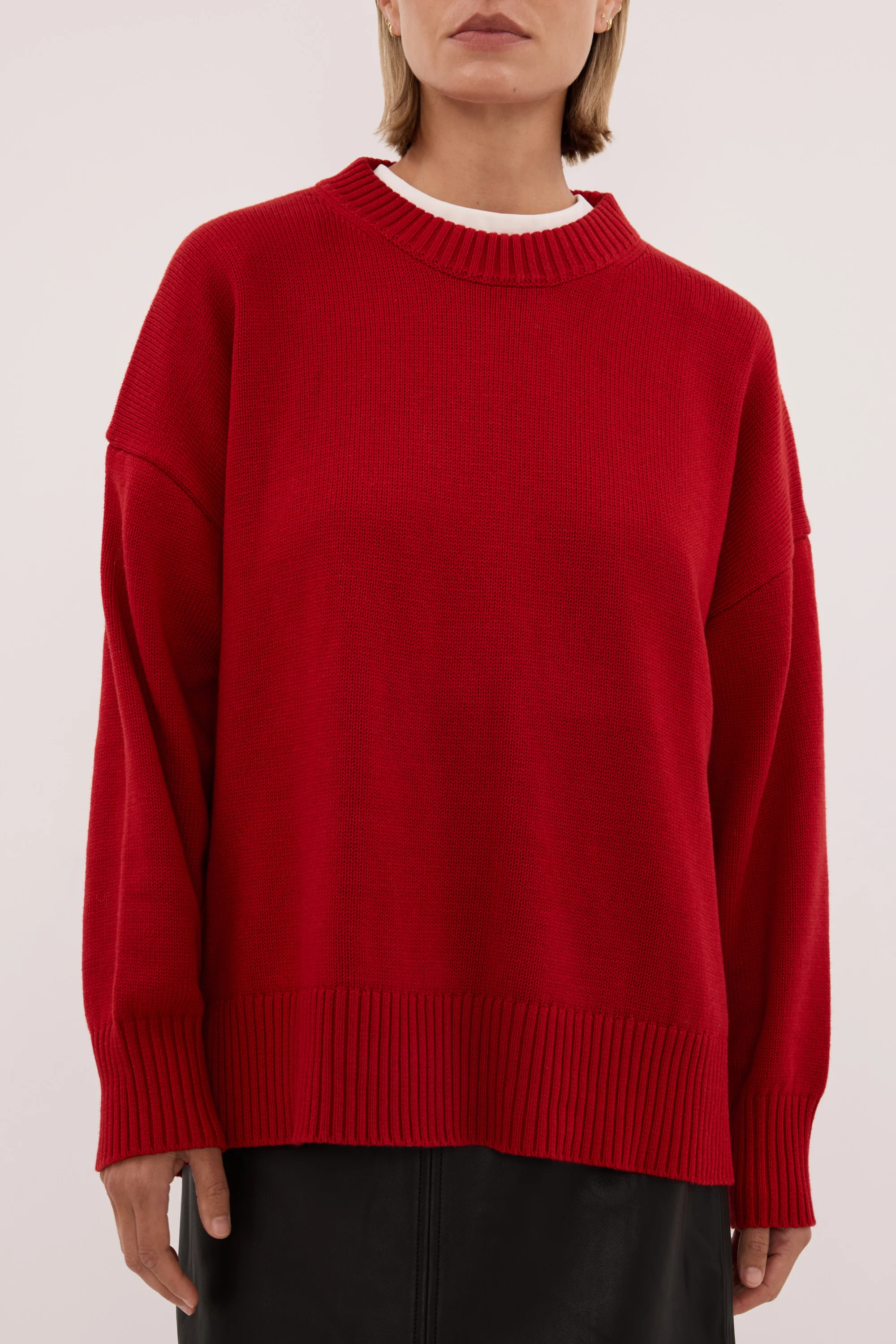 MILA BURNT RED CREW NECK KNIT JUMPER - Image 6