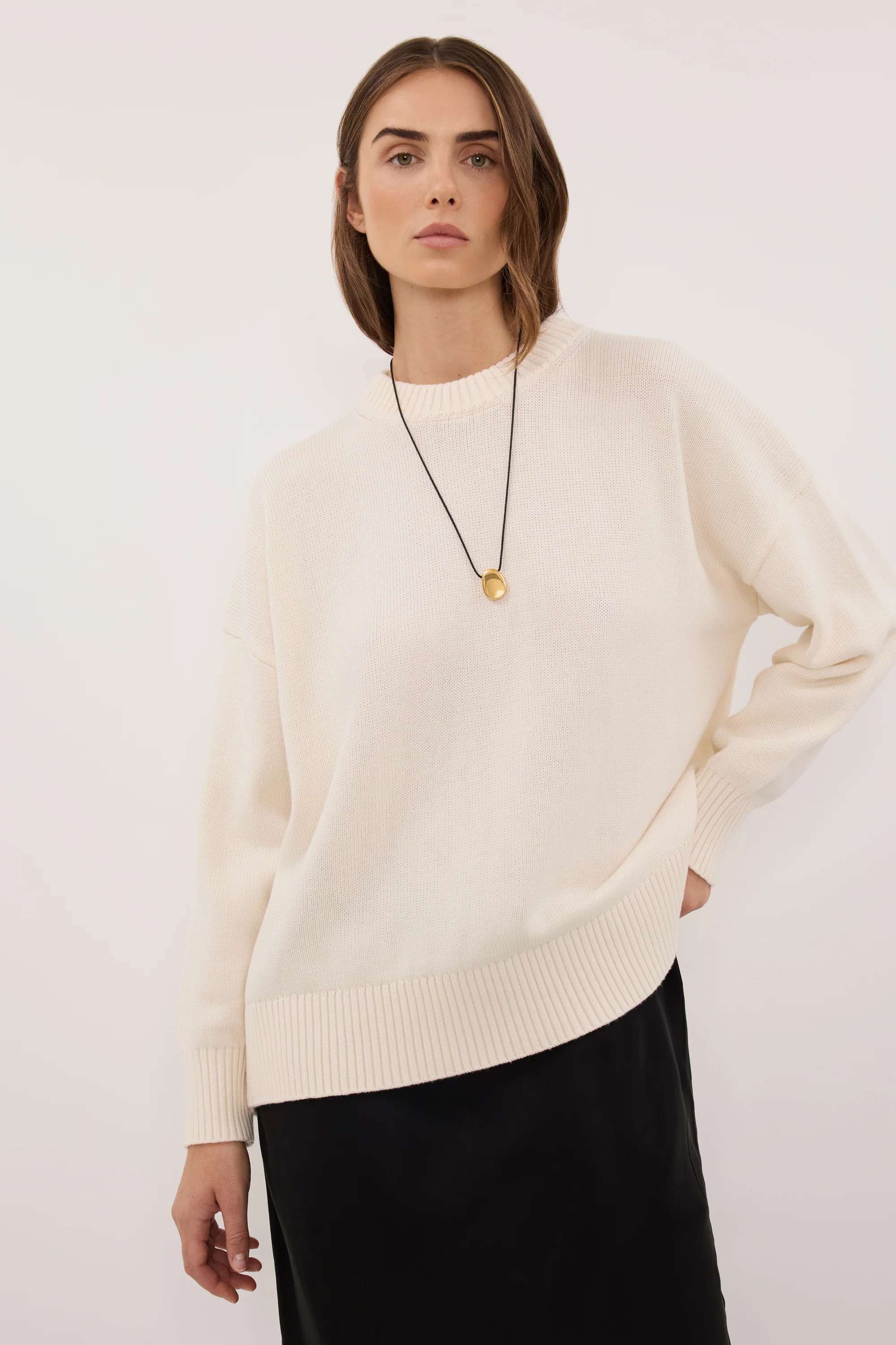 MILA CREAM CREW NECK KNIT JUMPER - Image 2