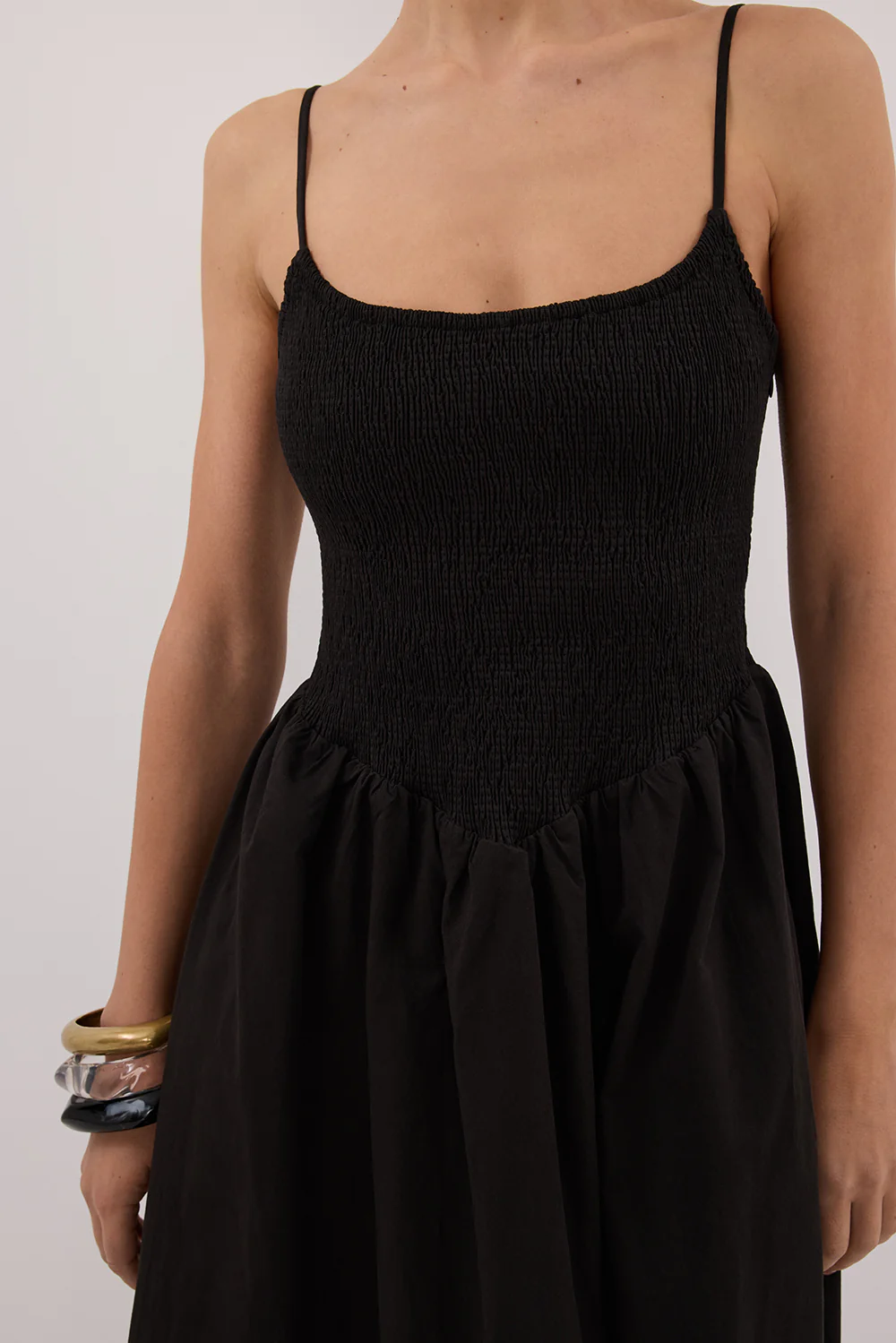 MILANO BLACK COTTON MIDI DRESS - Image 5
