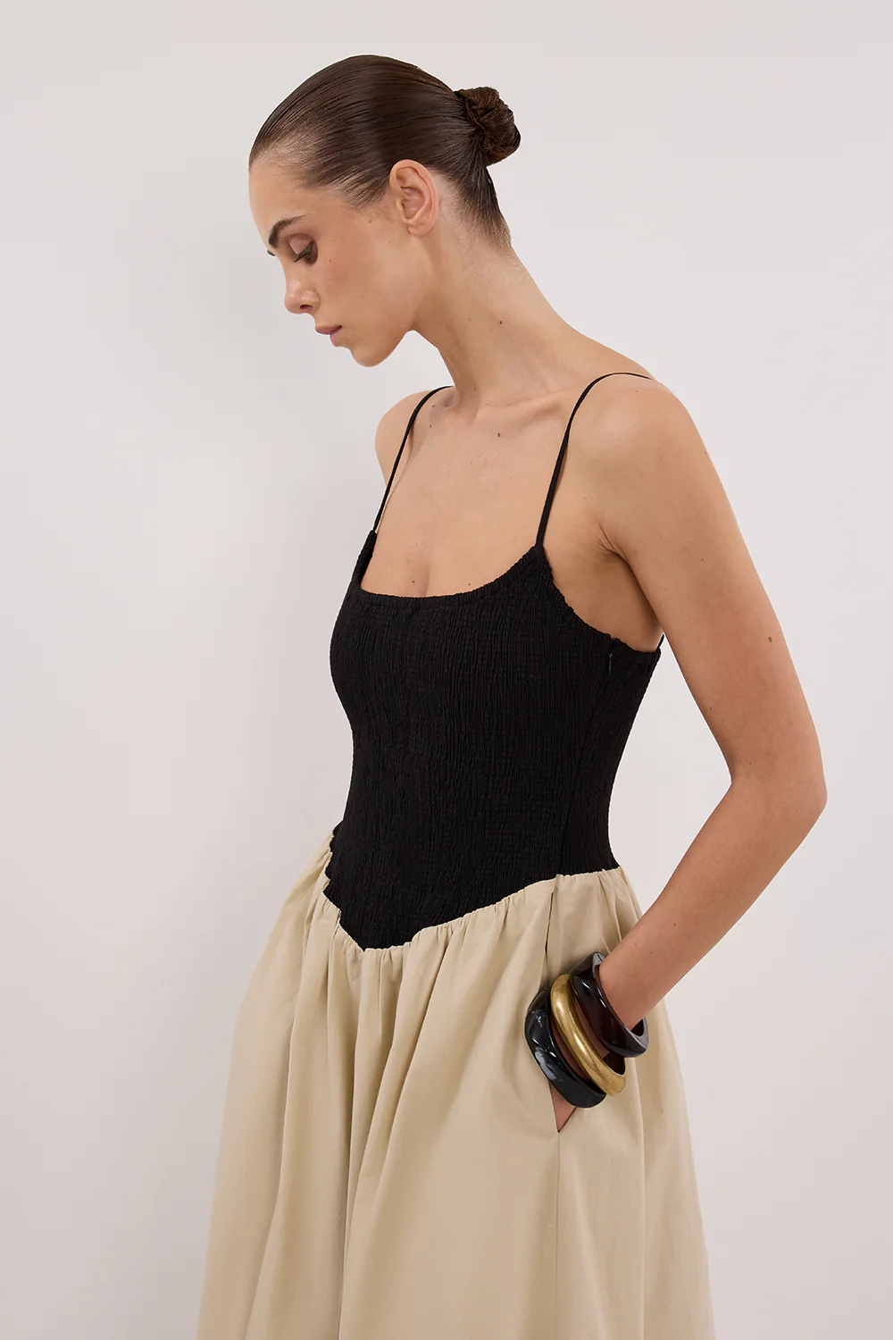 MILANO BLACK AND STONE MIDI DRESS - Image 2