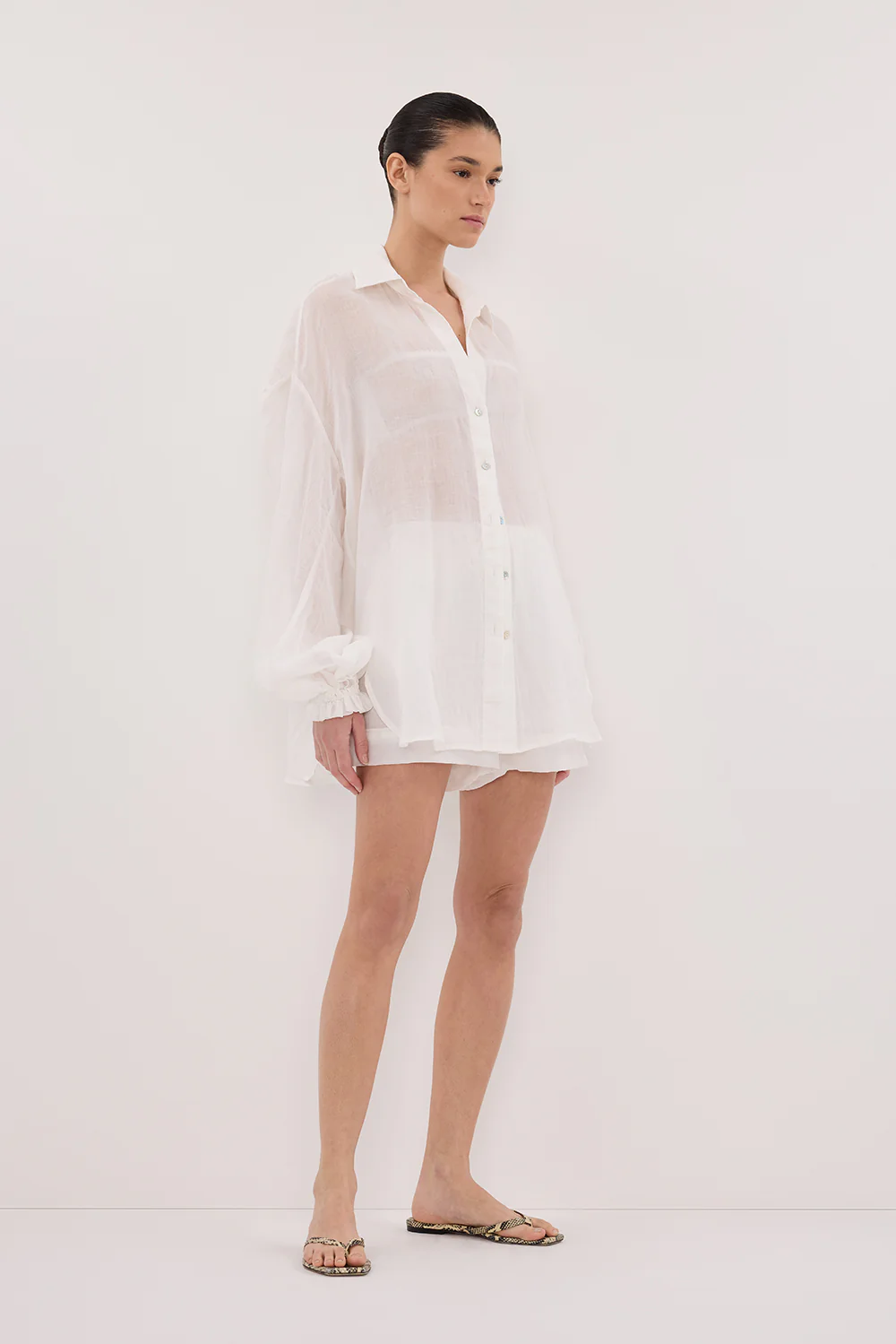 MILLER WHITE RAMIE LONG SLEEVE SHIRT - Image 3