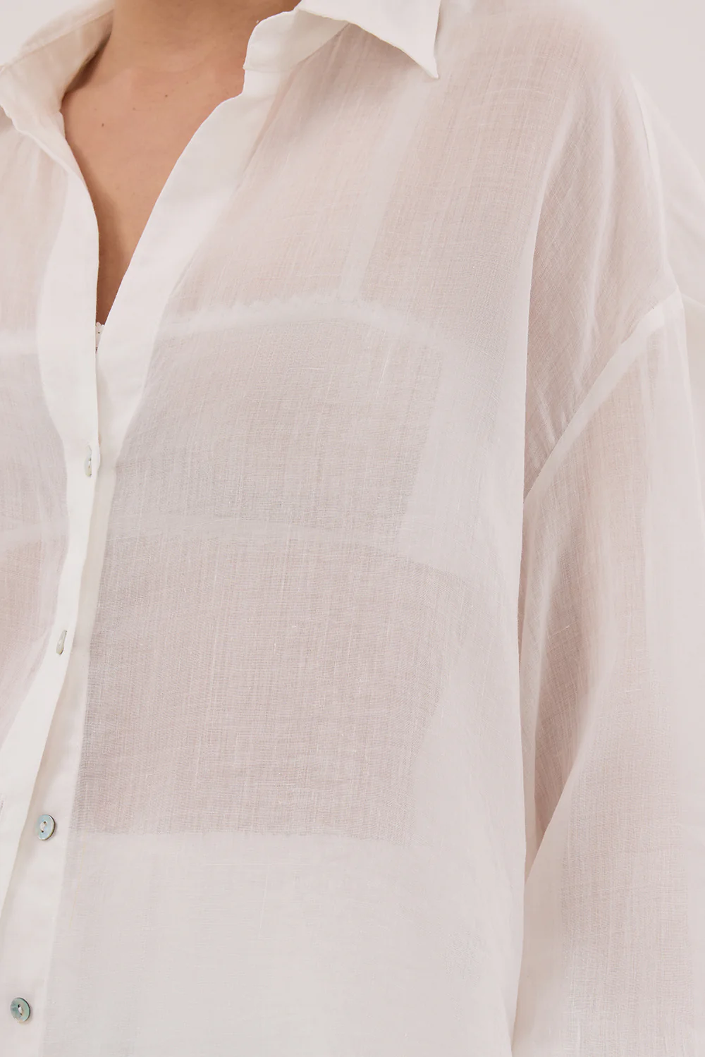 MILLER WHITE RAMIE LONG SLEEVE SHIRT - Image 6