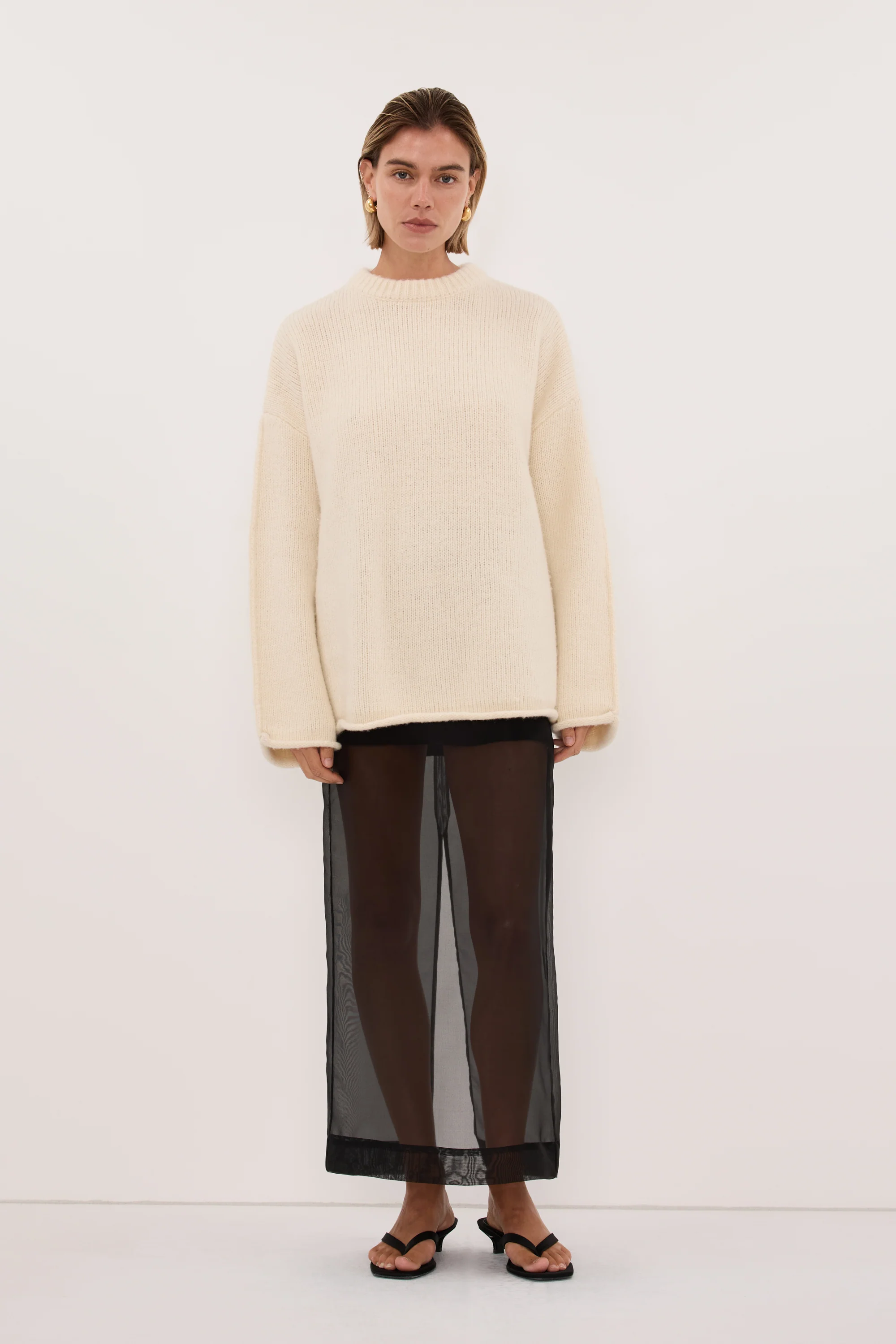 MILLY CREAM CREW NECK KNIT JUMPER - Image 2