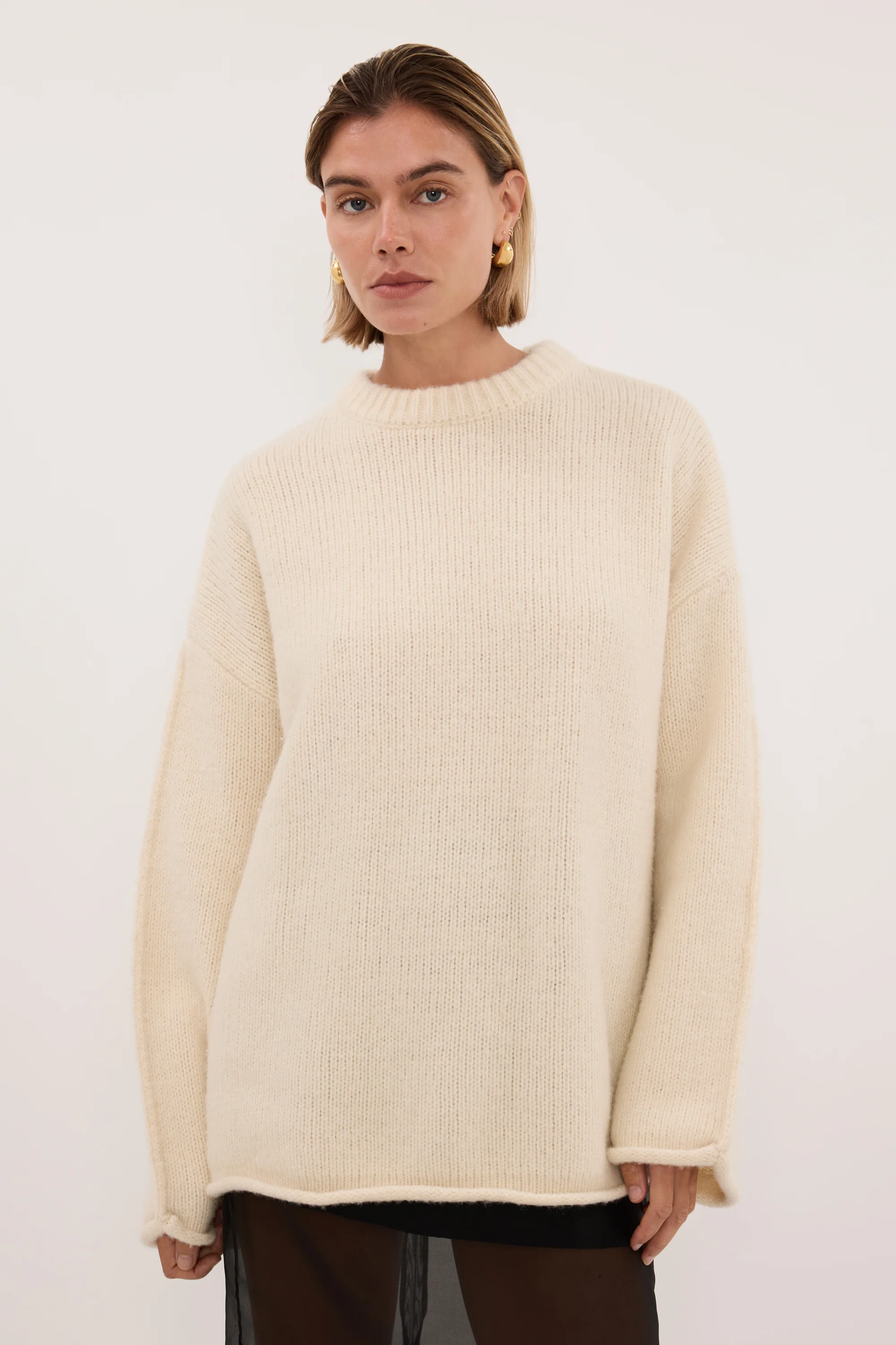 MILLY CREAM CREW NECK KNIT JUMPER - Image 3