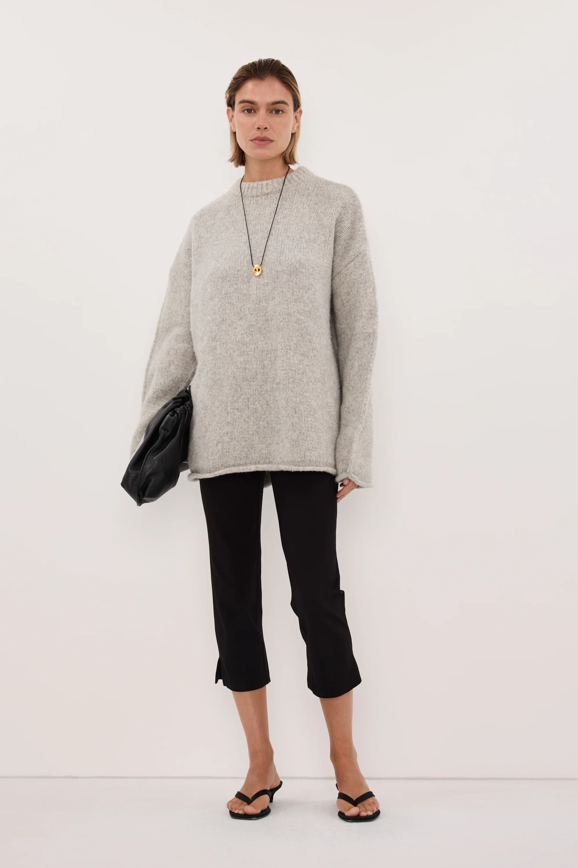 MILLY SILVER CREW NECK KNIT JUMPER