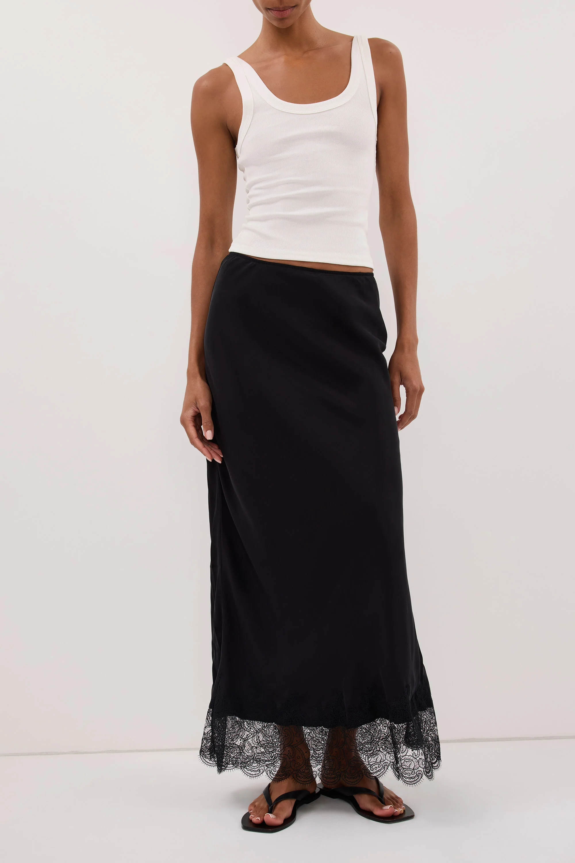 MINA BLACK CUPRO LACE MIDI SKIRT - Image 2