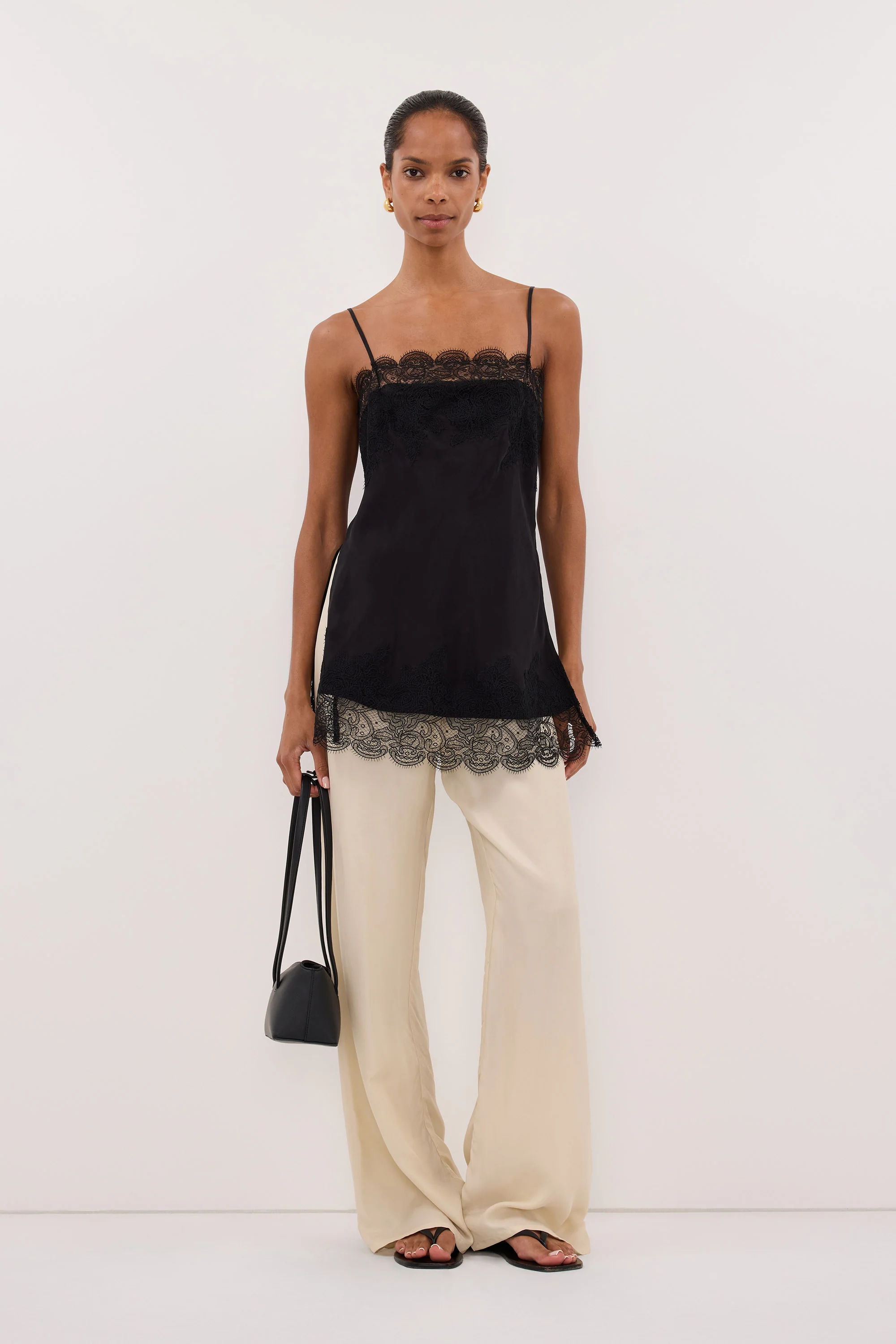 MINA BLACK CUPRO LACE TOP