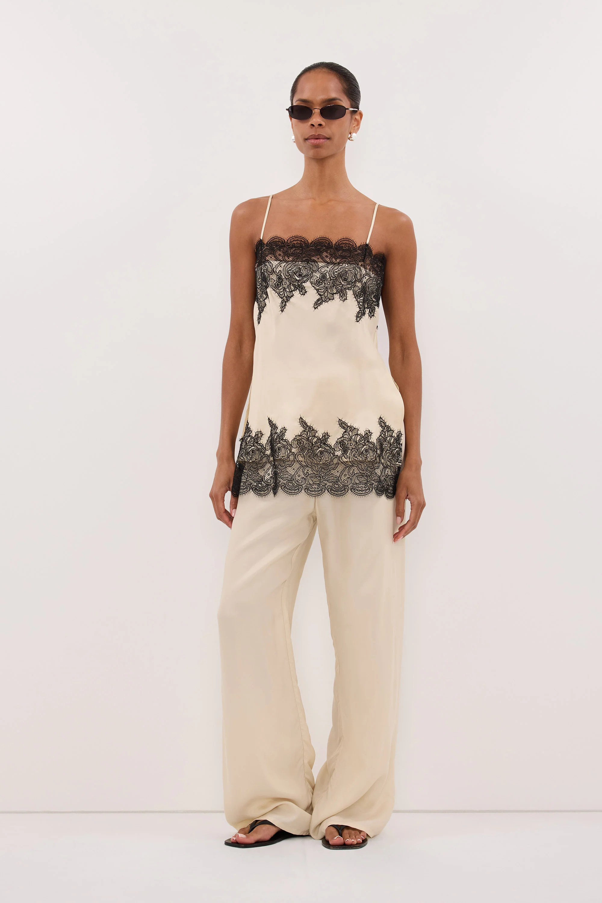 MINA STRAW CUPRO LACE TOP
