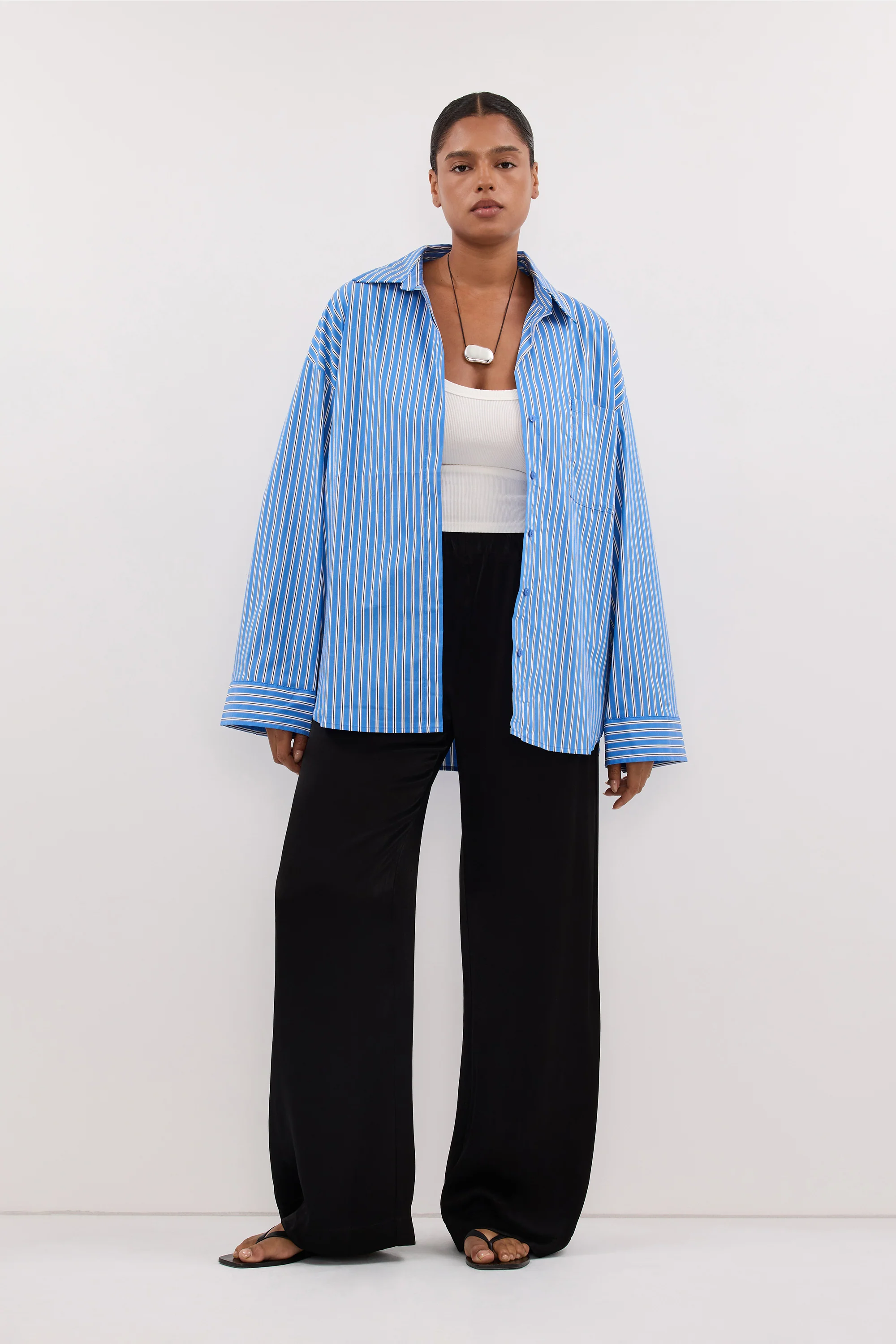 MISHA AZURE BLUE STRIPE SHIRT - Image 6
