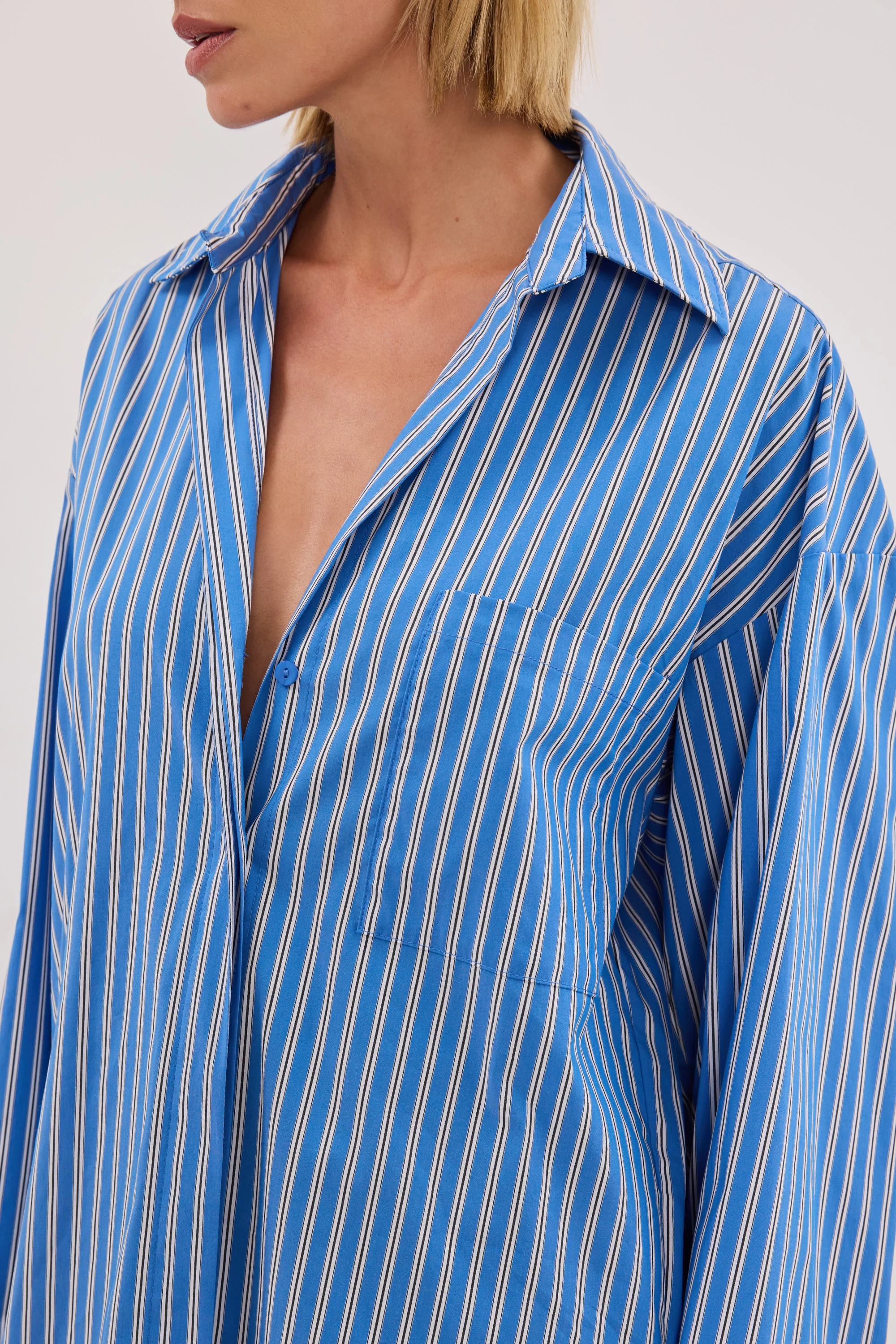 MISHA AZURE BLUE STRIPE SHIRT - Image 8
