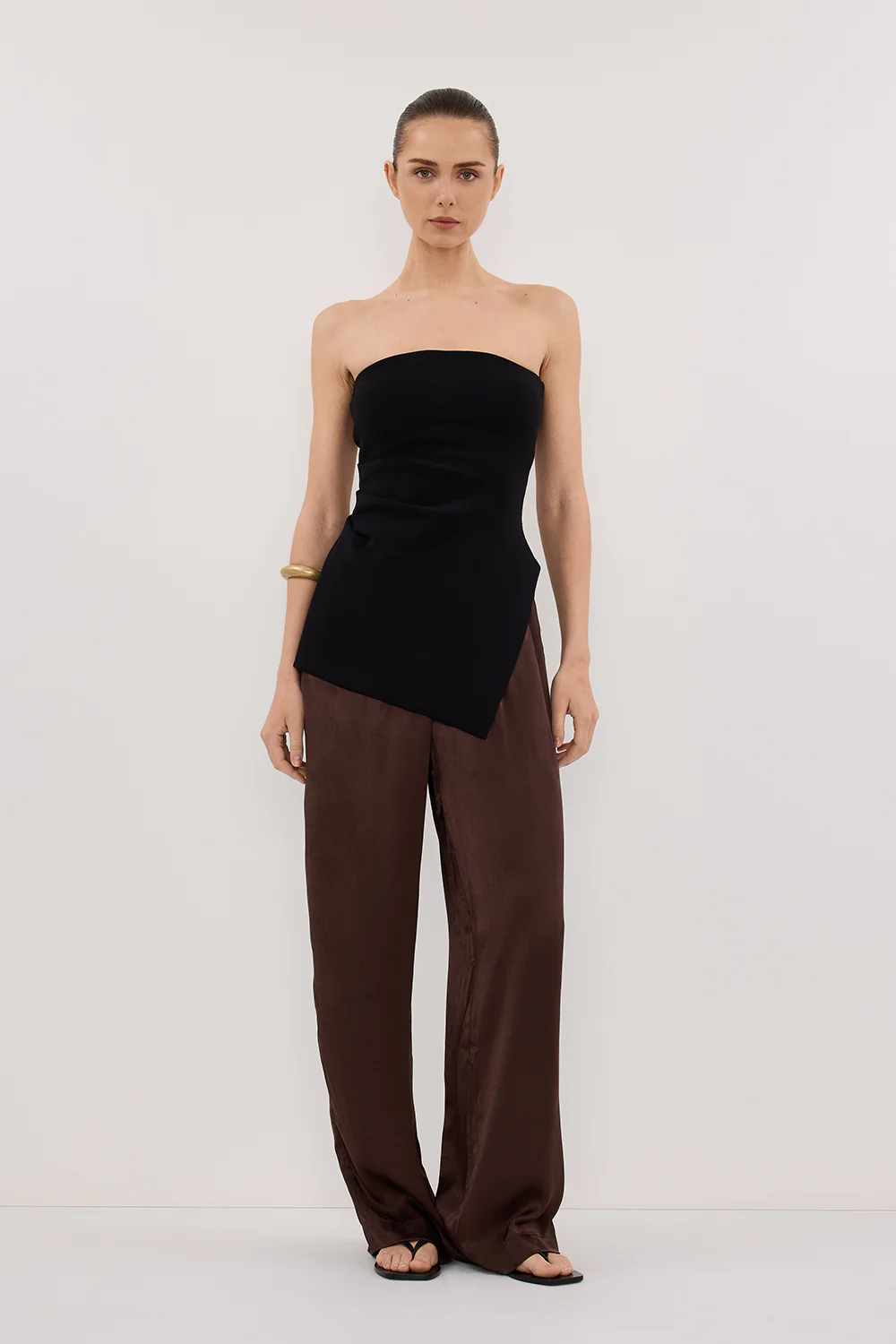 MONICA BITTER CHOC SATIN PANT