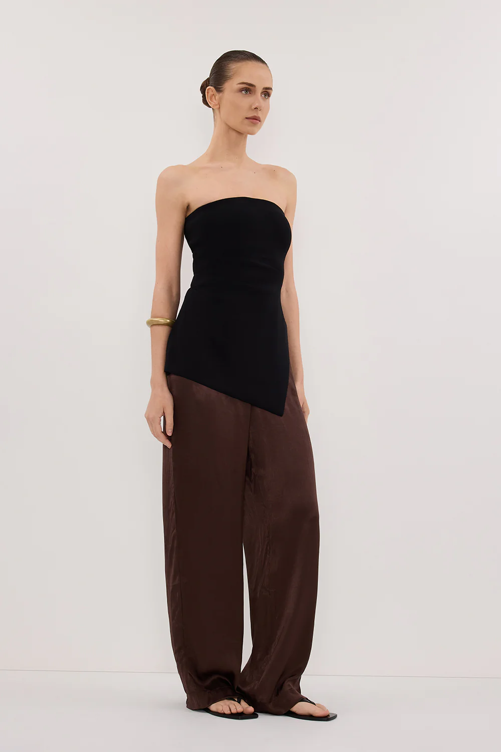 MONICA BITTER CHOC SATIN PANT - Image 3