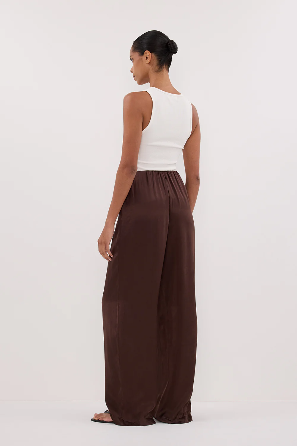 MONICA BITTER CHOC SATIN PANT - Image 4
