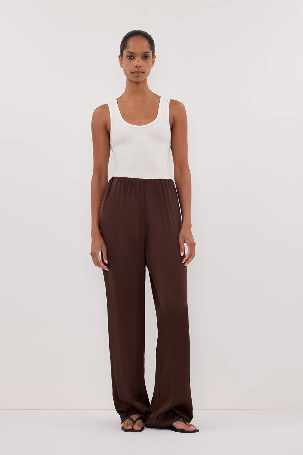 MONICA BITTER CHOC SATIN PANT - Image 5