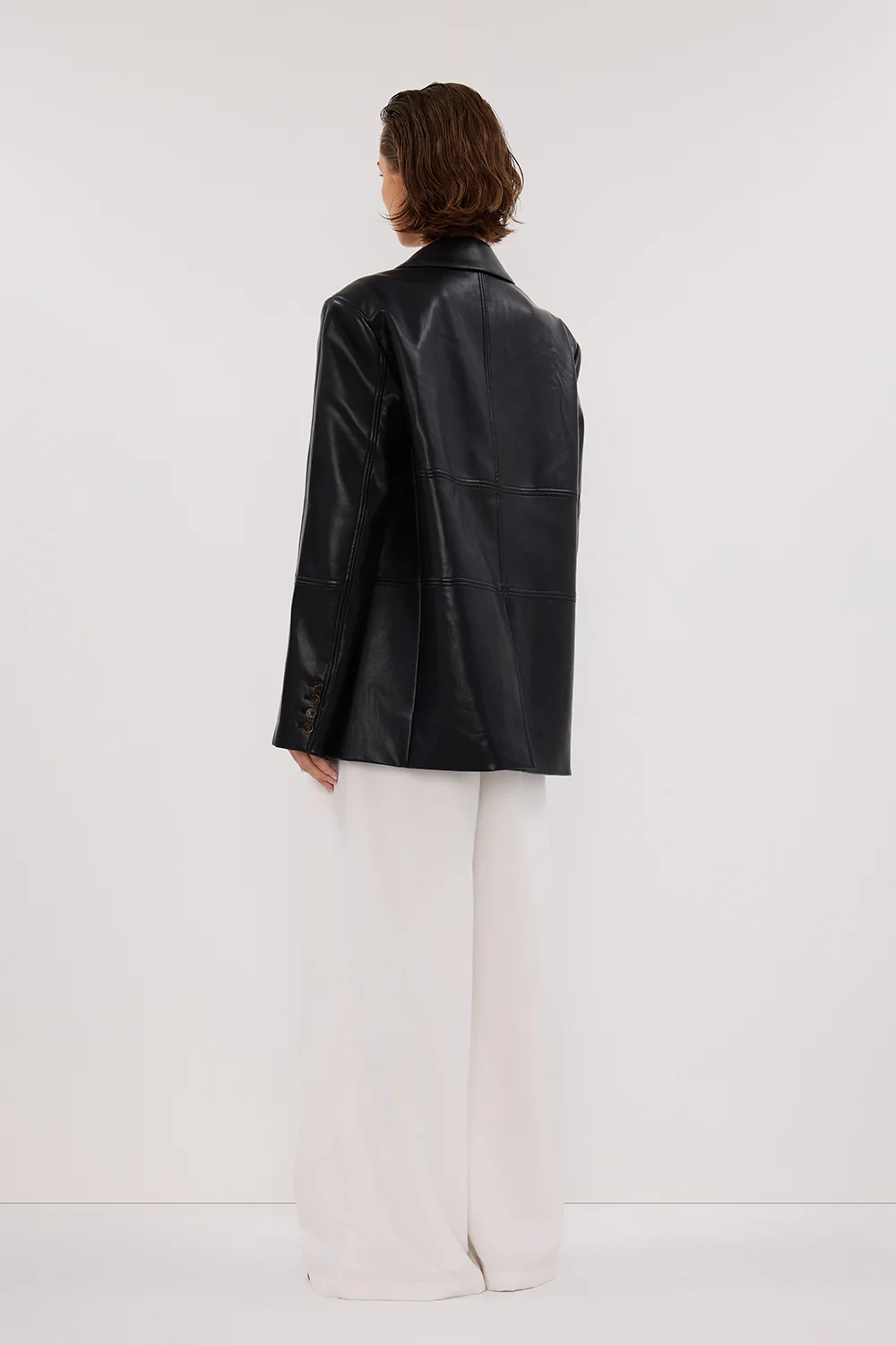 MONTY BLACK FAUX LEATHER BLAZER - Image 4