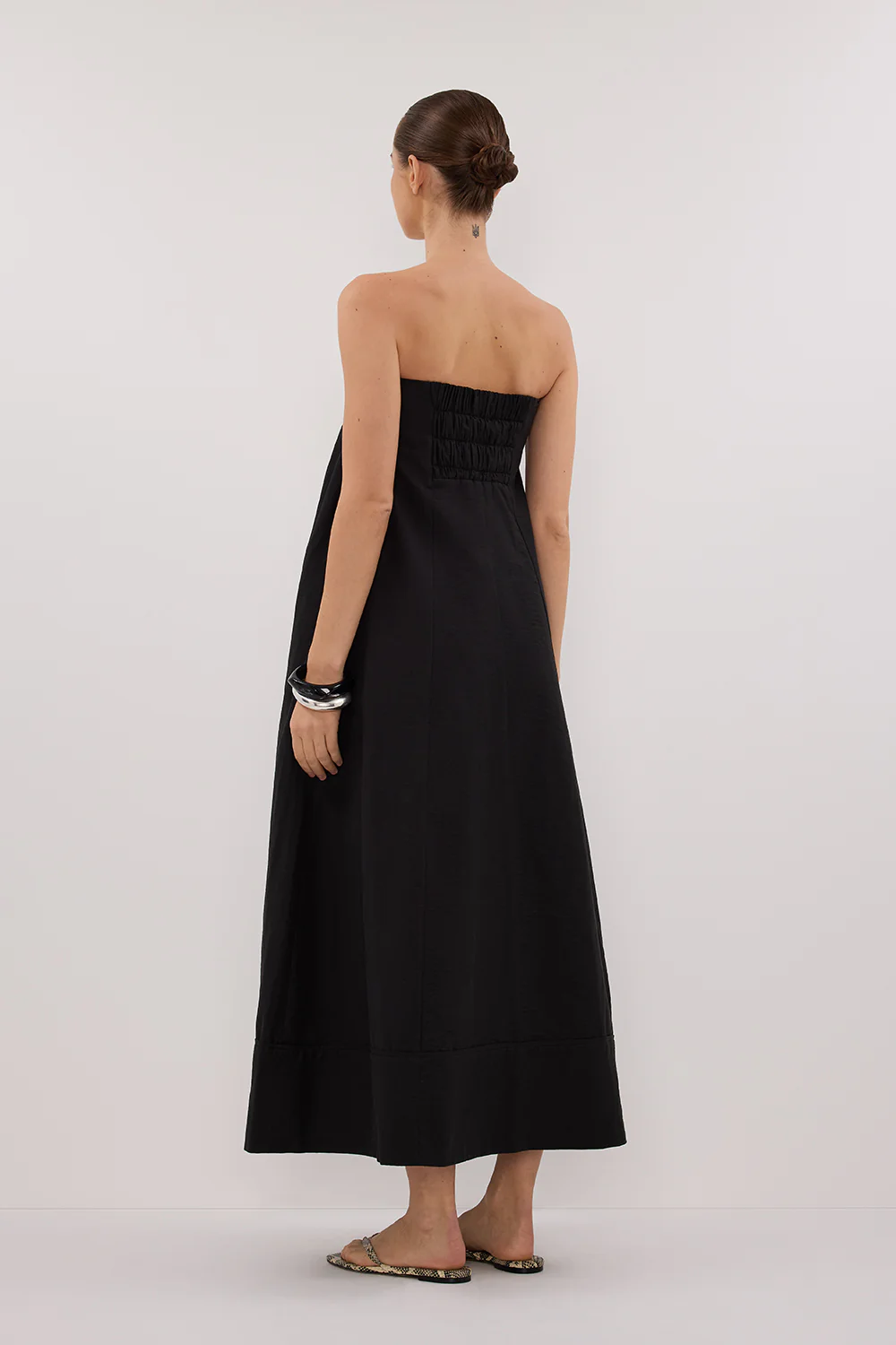 MORGAN BLACK STRAPLESS MIDI DRESS - Image 4