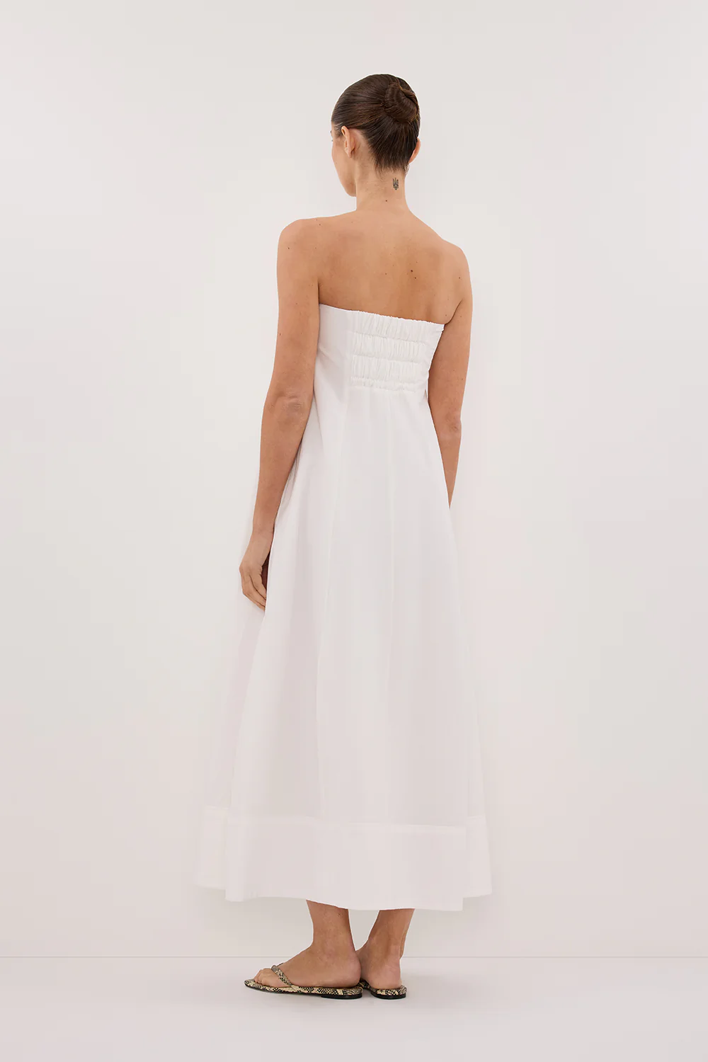 MORGAN WHITE STRAPLESS MIDI DRESS - Image 4