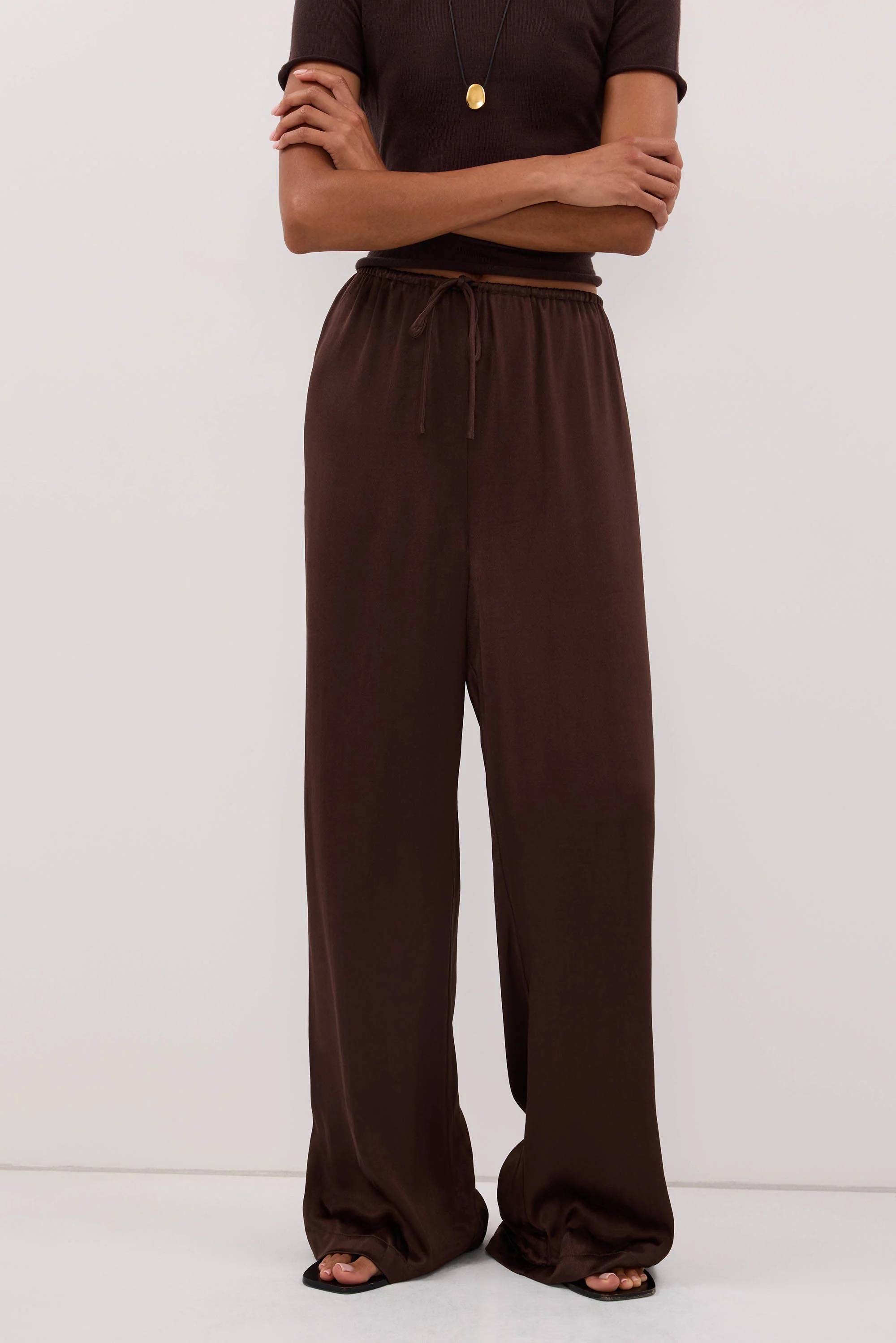 MYA BITTER CHOC SATIN PANT - Image 2