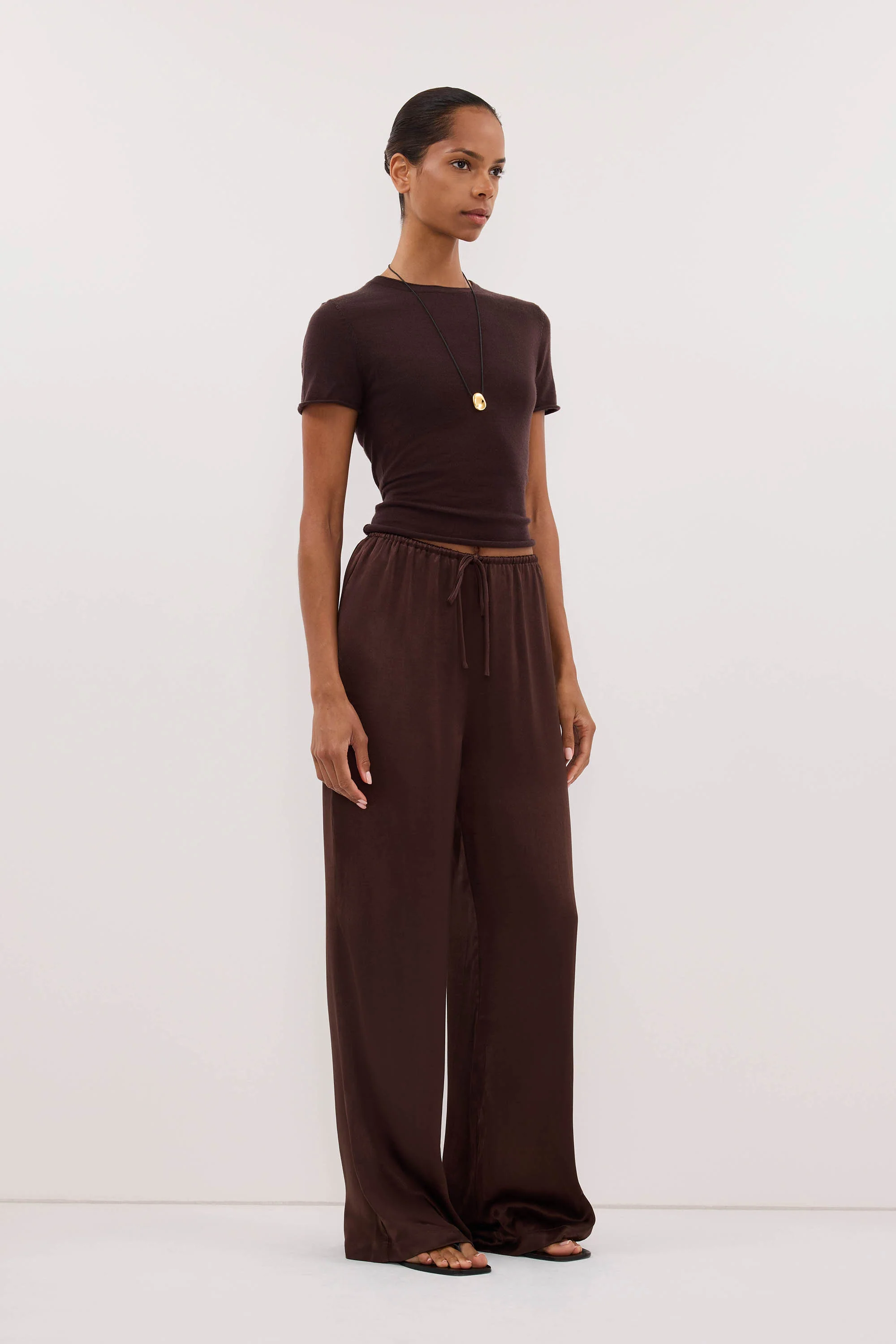 MYA BITTER CHOC SATIN PANT - Image 3