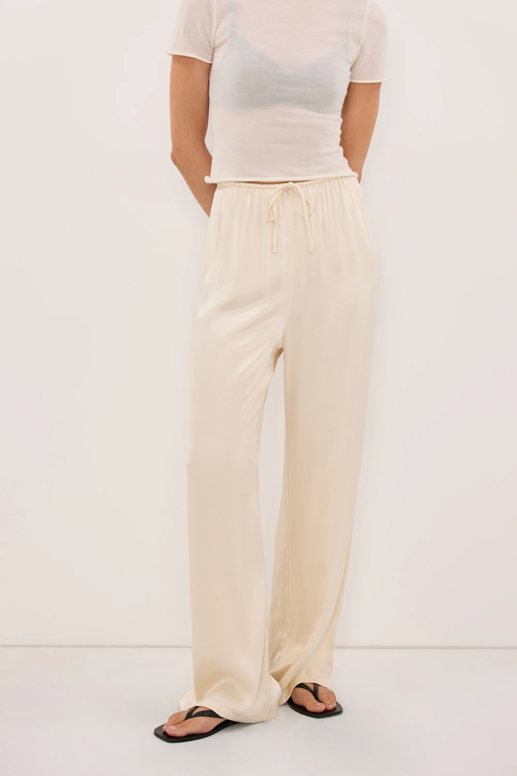 MYA CREAM SATIN PANT - Image 2