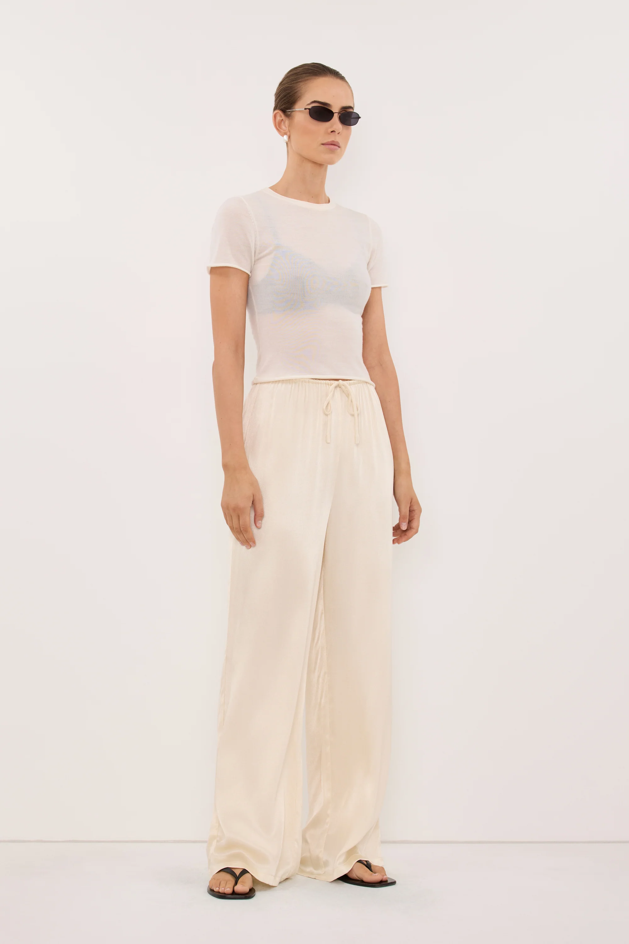 MYA CREAM SATIN PANT - Image 3