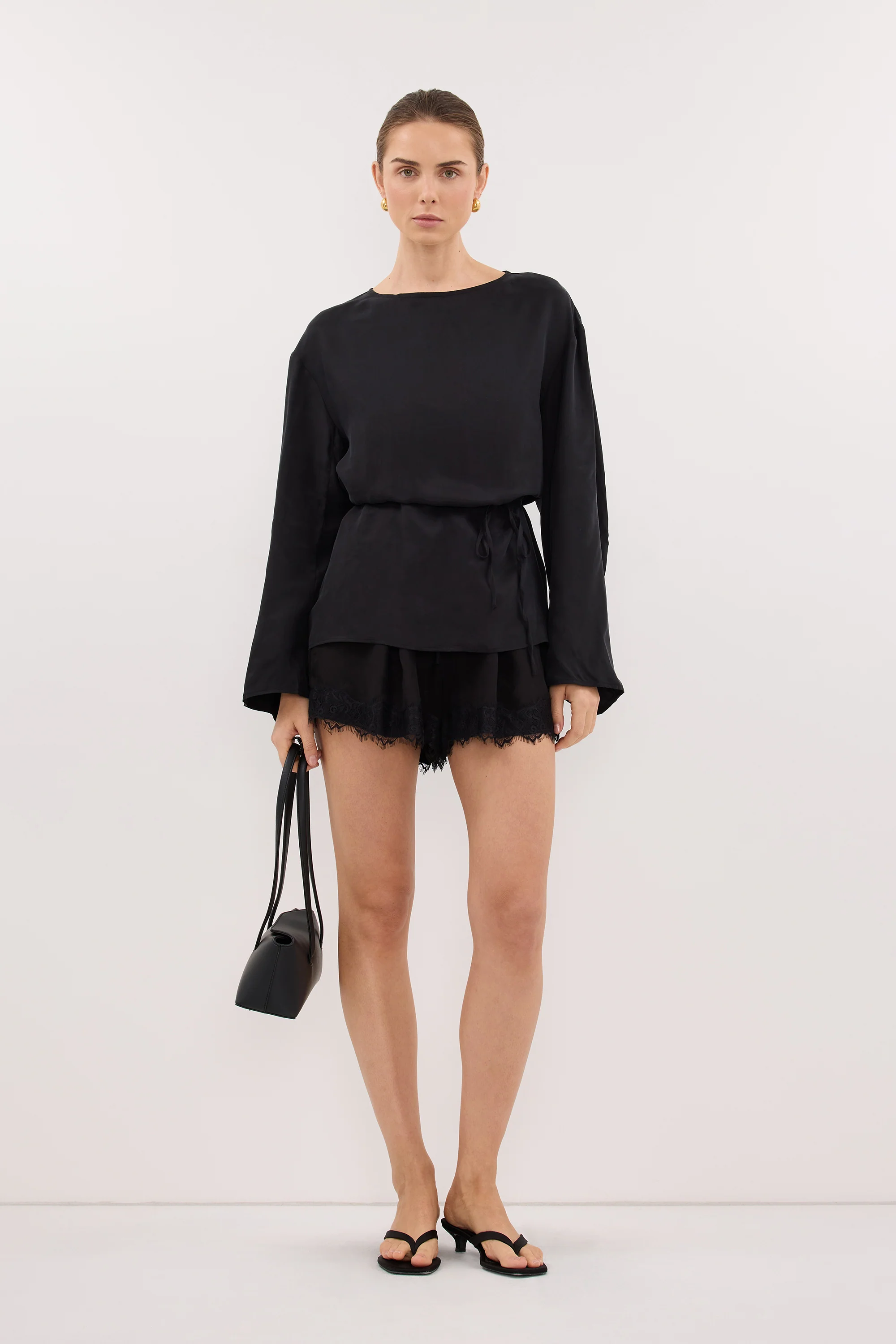 MYLAH BLACK CUPRO COCOON TOP