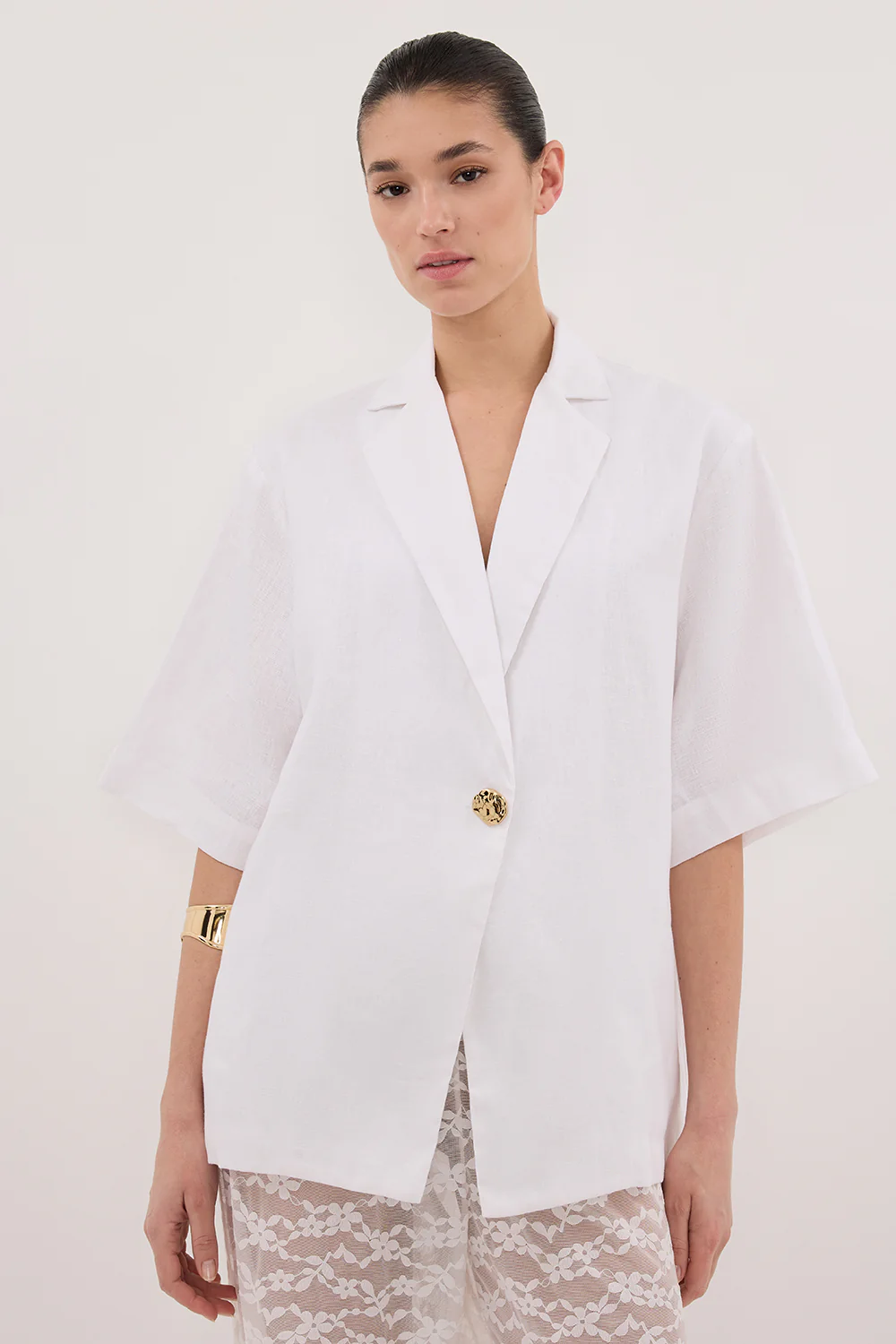 NALA WHITE LINEN RESORT SHIRT - Image 2