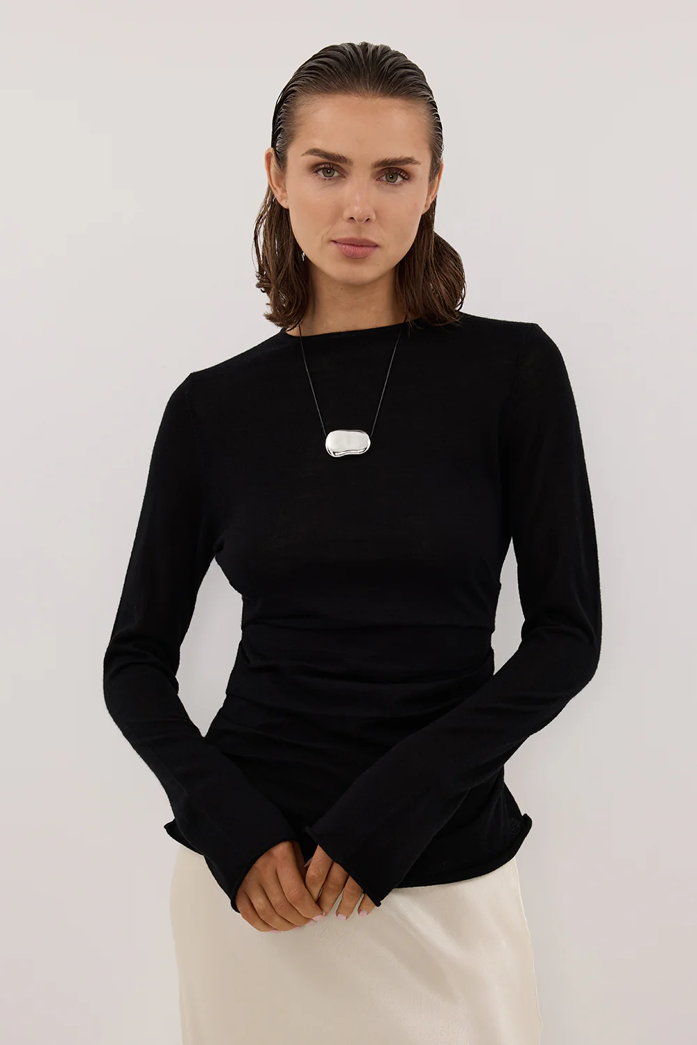 NICO BLACK MERINO KNIT TOP - Image 2