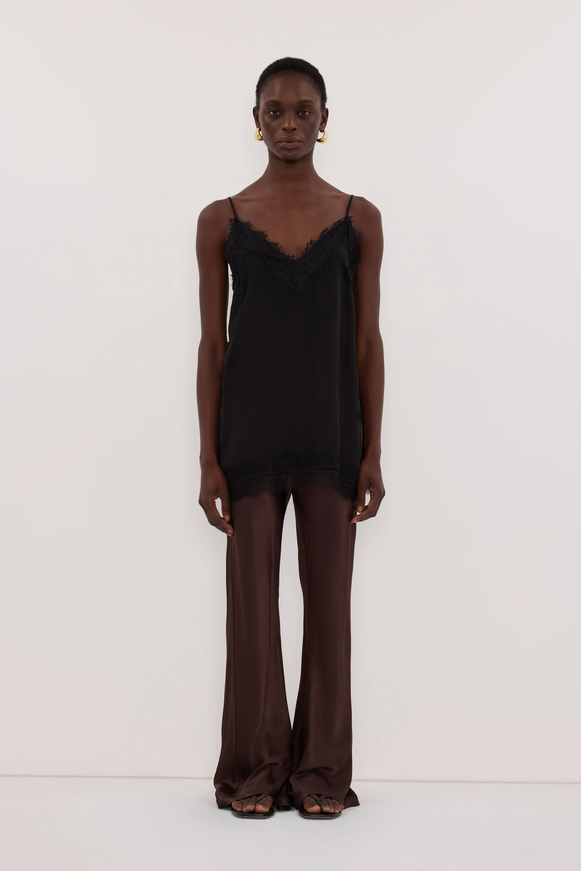 NIKKI BITTER CHOC SATIN BIAS PANT