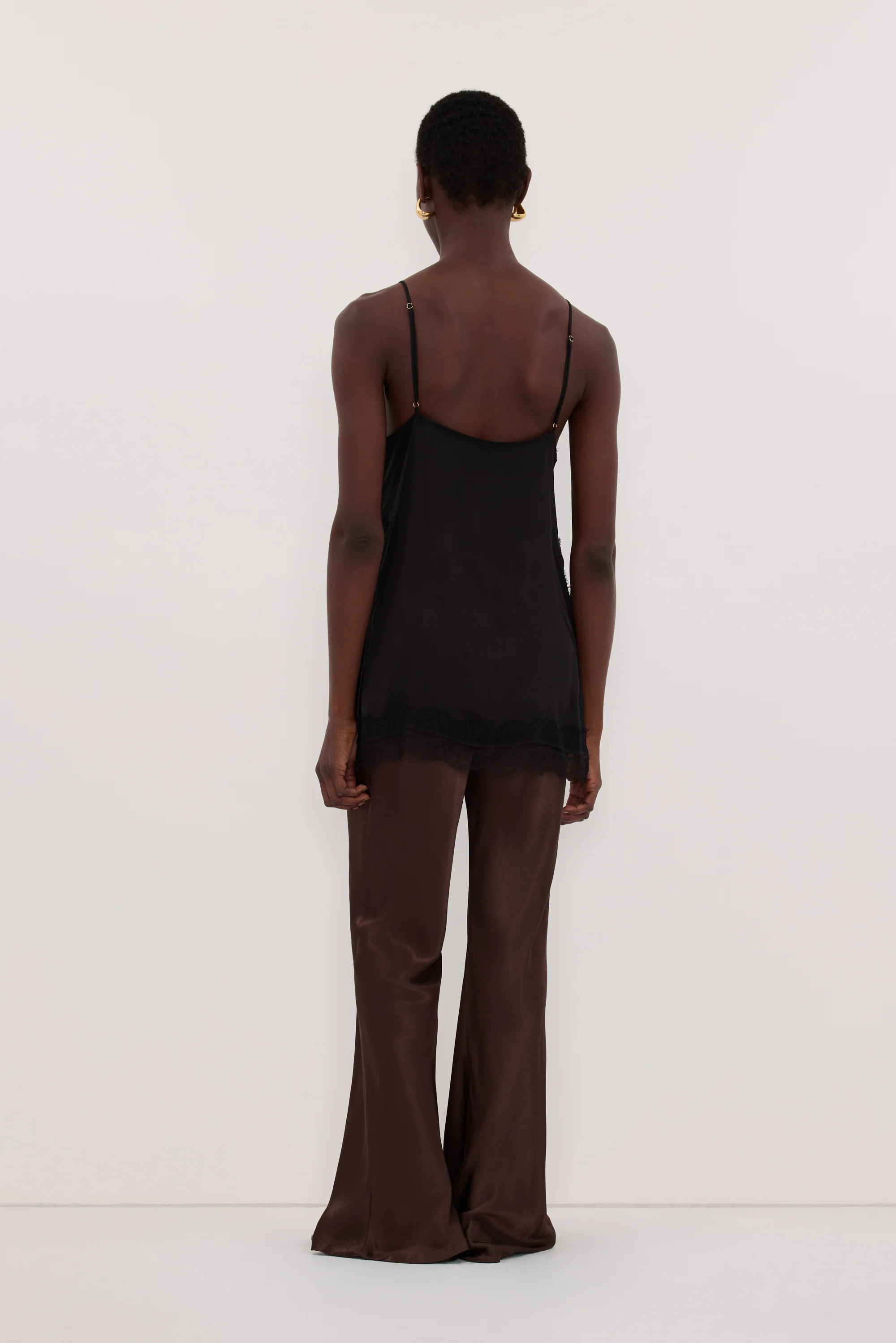 NIKKI BITTER CHOC SATIN BIAS PANT - Image 3