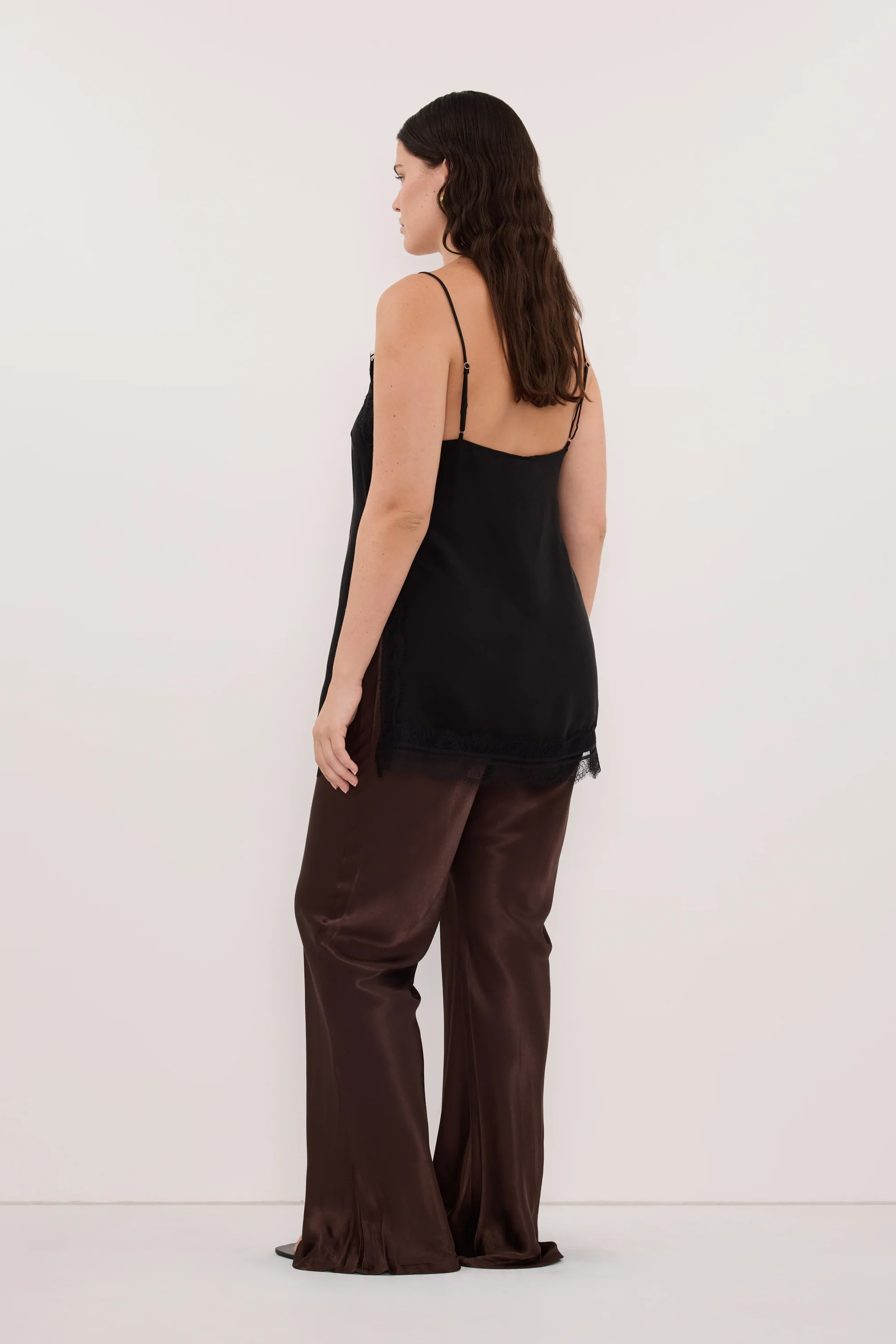 NIKKI BITTER CHOC SATIN BIAS PANT - Image 6
