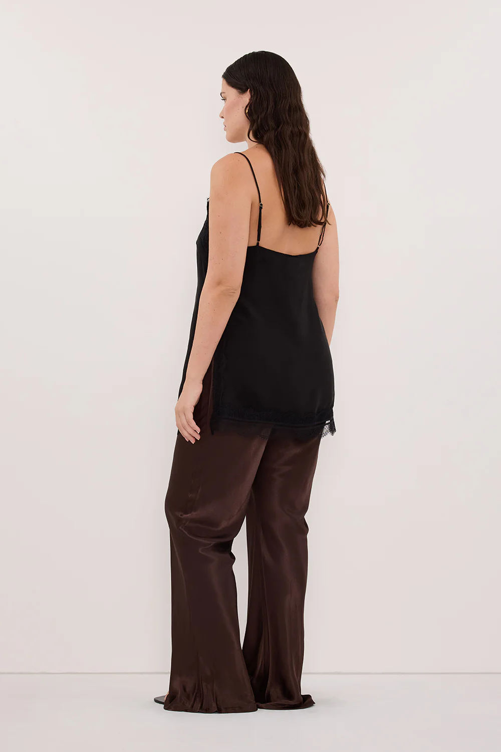 NIKKI BITTER CHOC SATIN BIAS PANT - Image 7