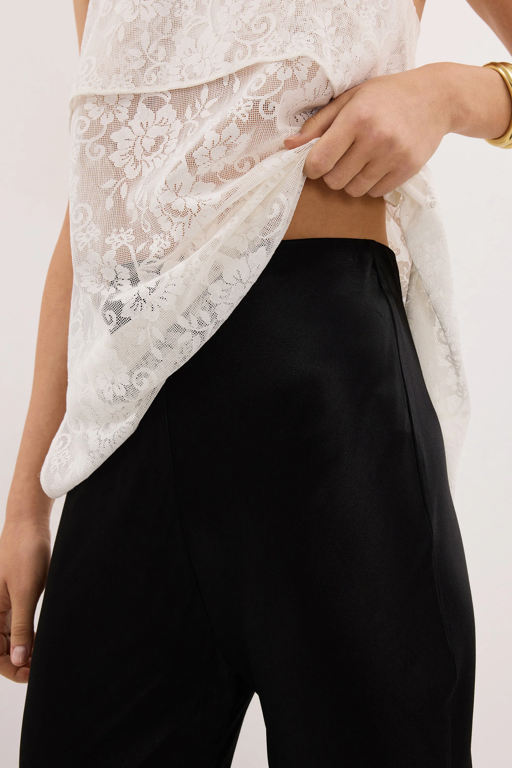 NIKKI BLACK SATIN BIAS PANT - Image 4