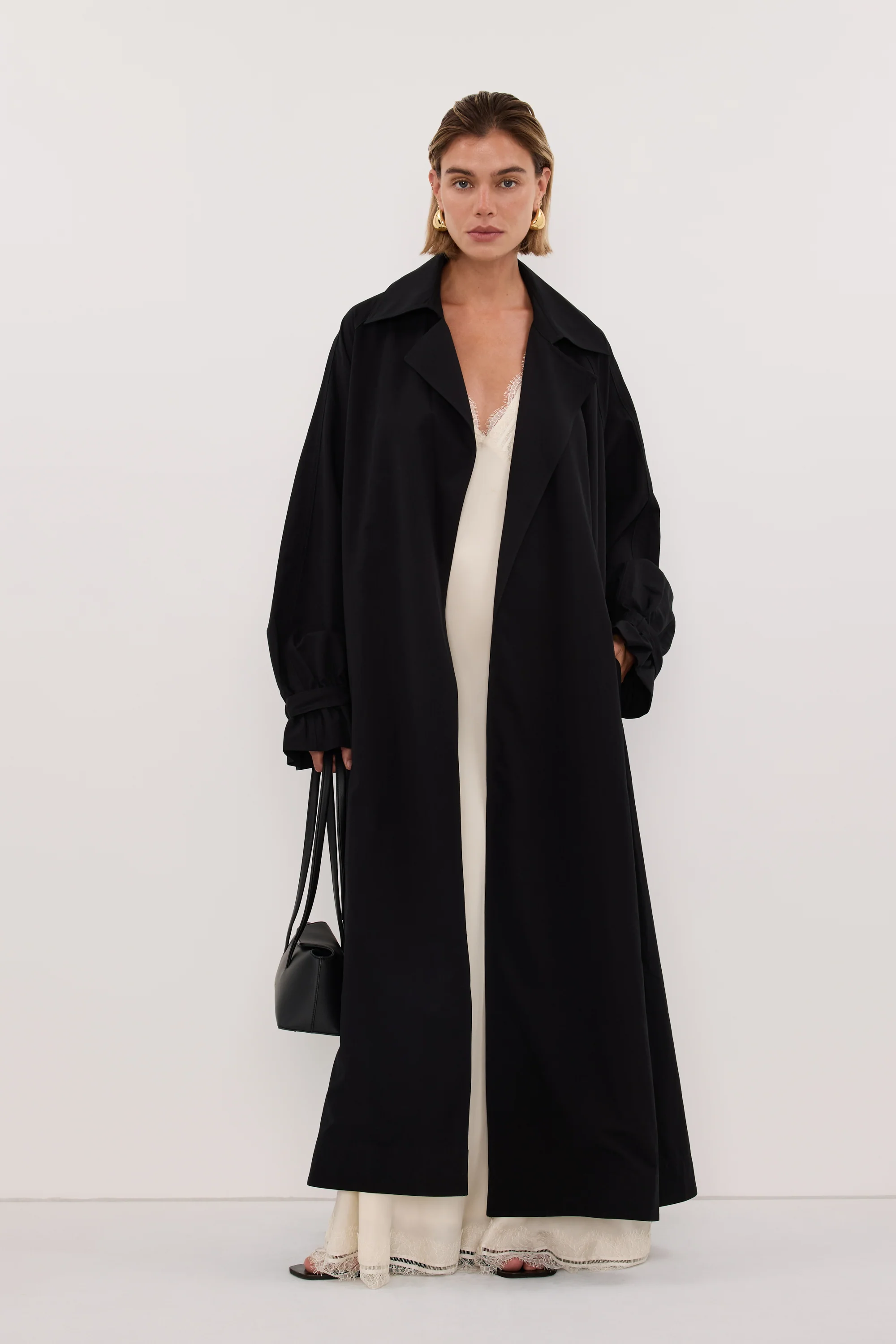 NINA BLACK LIGHTWEIGHT TRENCH COAT - Image 3